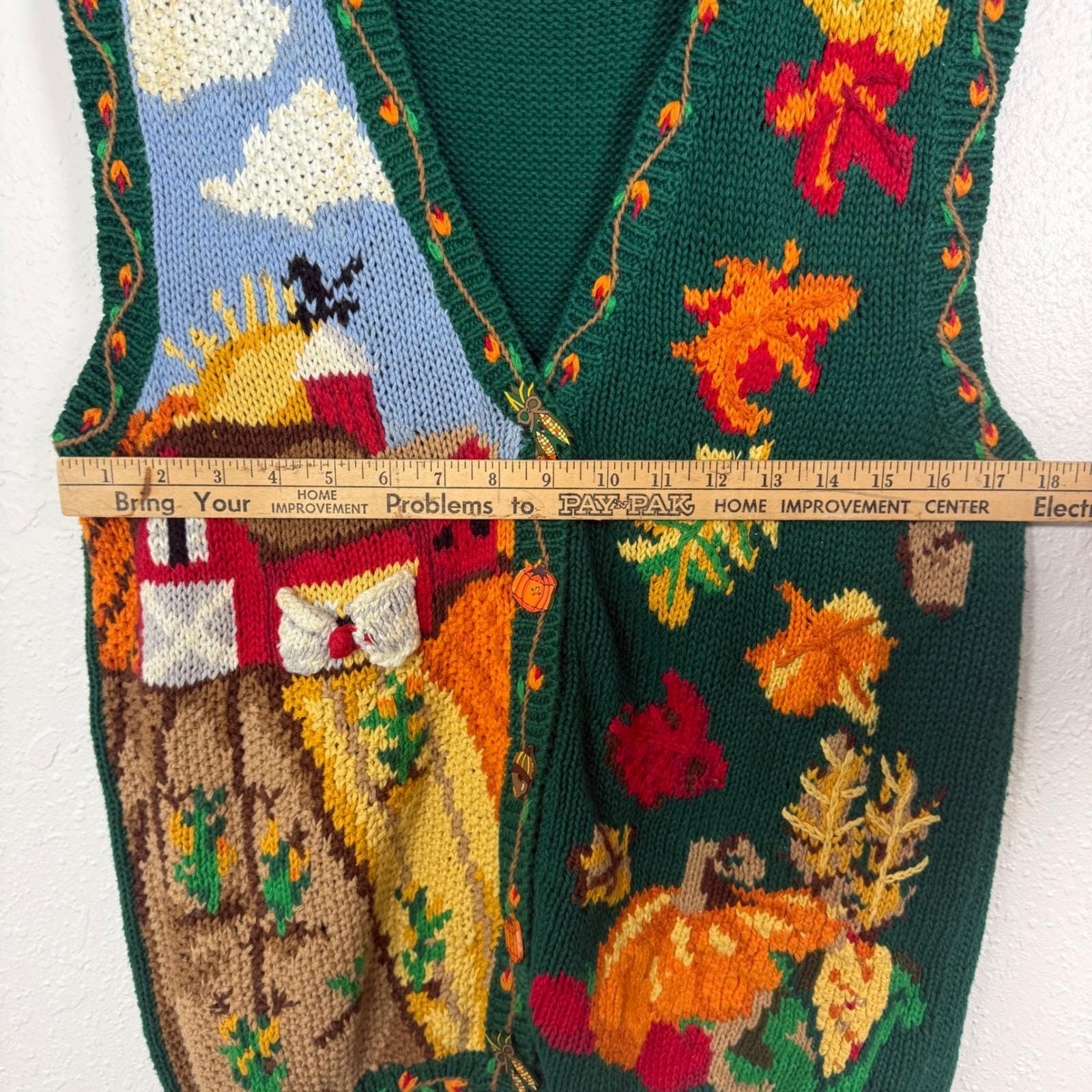 The Eagle’s Eye Large Sweater Vest Knit Harvest Farm Pumpkin Grandmacore Ramie