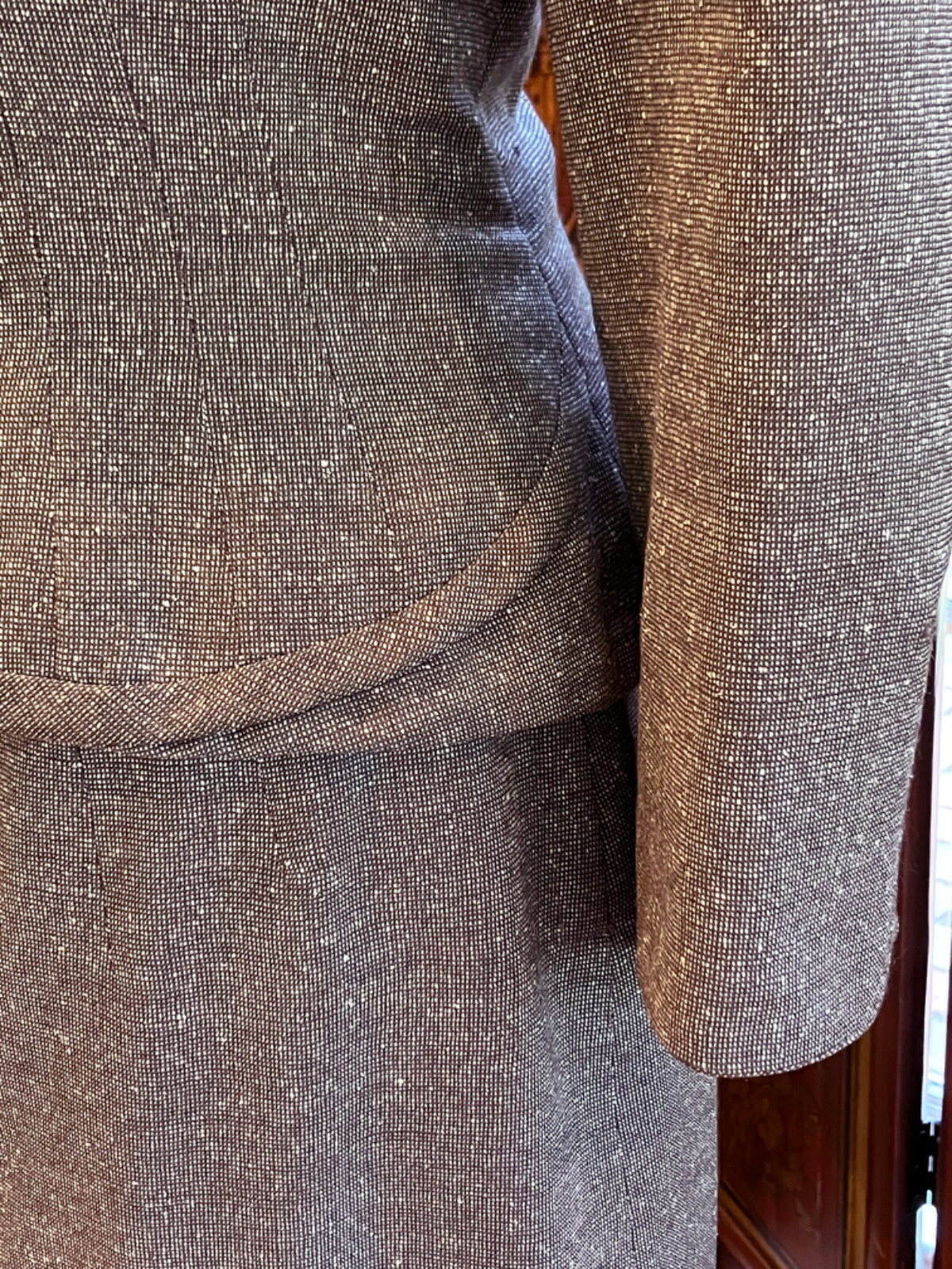 1940s Littler of Seattle Designer Tweed Suit Jacket & Skirt Brown Velvet Collar
