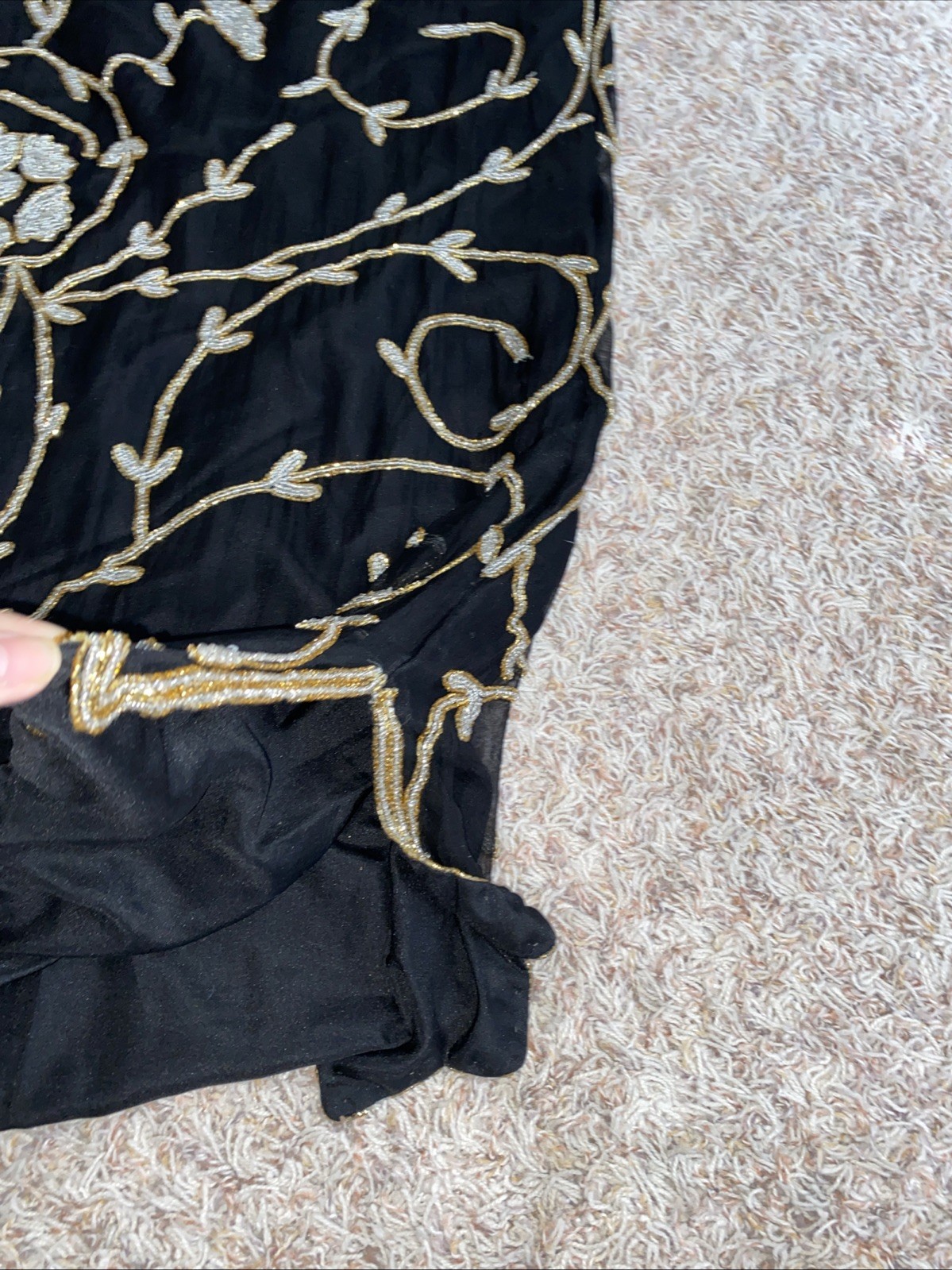 Vtg Carina Women’s Lot Of 2 Silk Beaded Two Piece Outfit Top Skirt Black Sz 3XL
