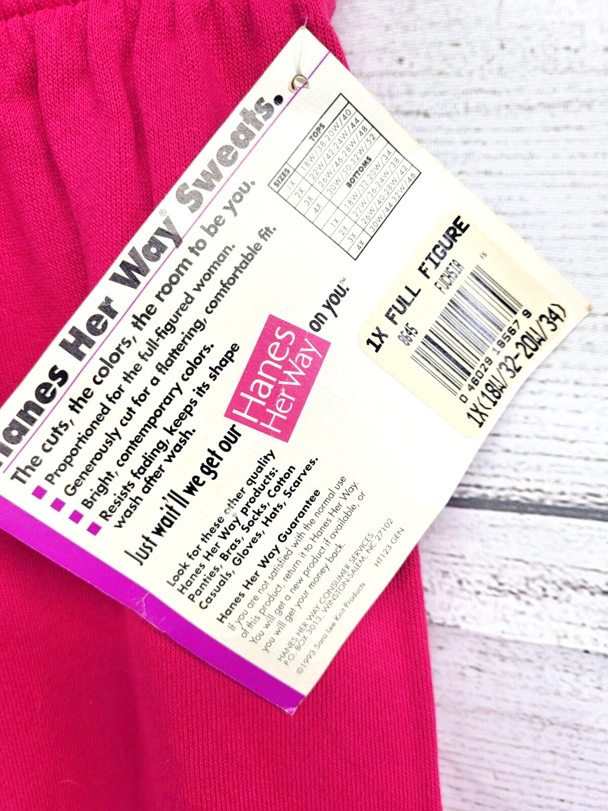 Vintage 1993 Hanes Her Way Roomy Joggers Pink Sweatpants Women’s Size 1X NEW NO