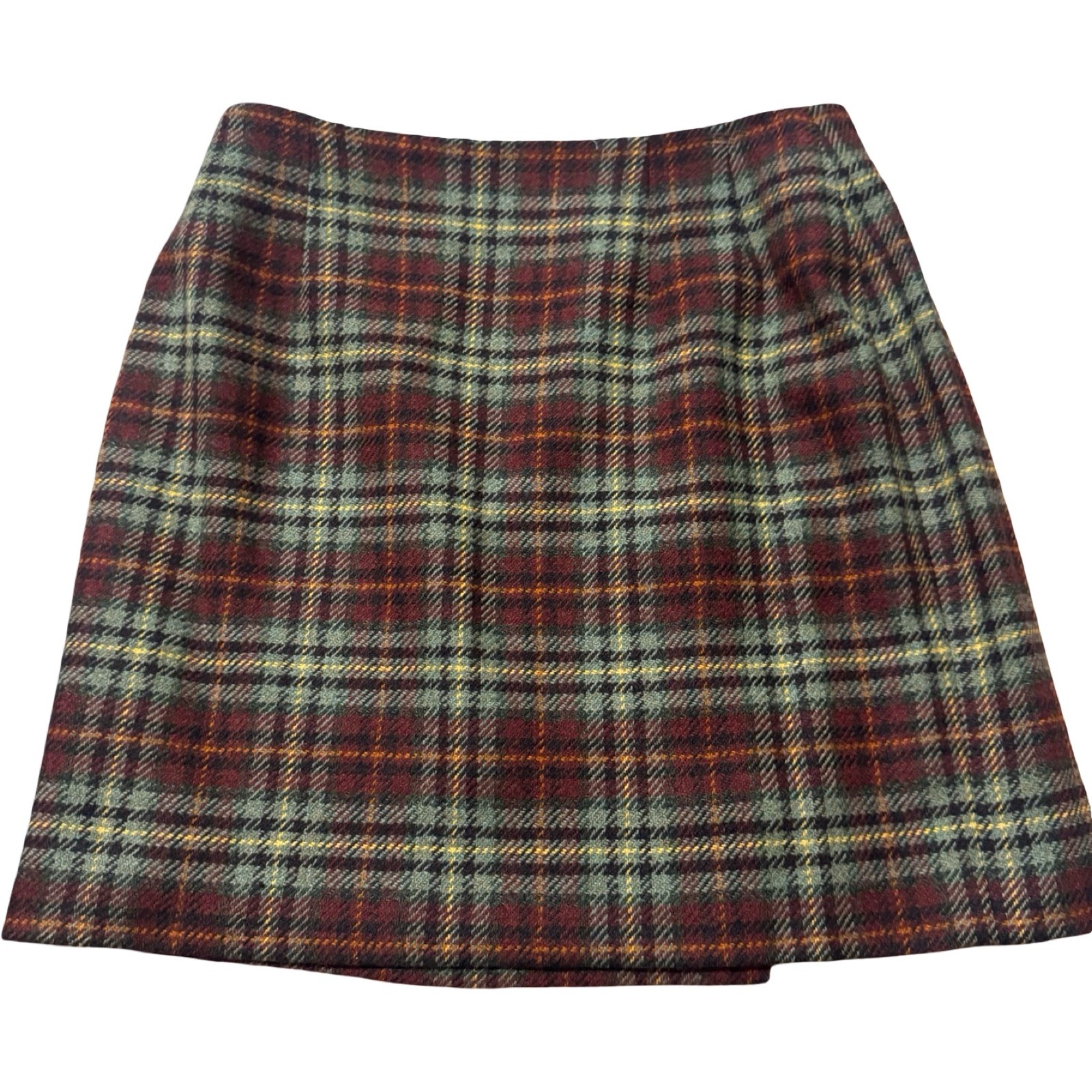 Laura Ashley Pure New Wool Plaid Mini Skirt Women’s US 10 UK 14 Vintage Made UK