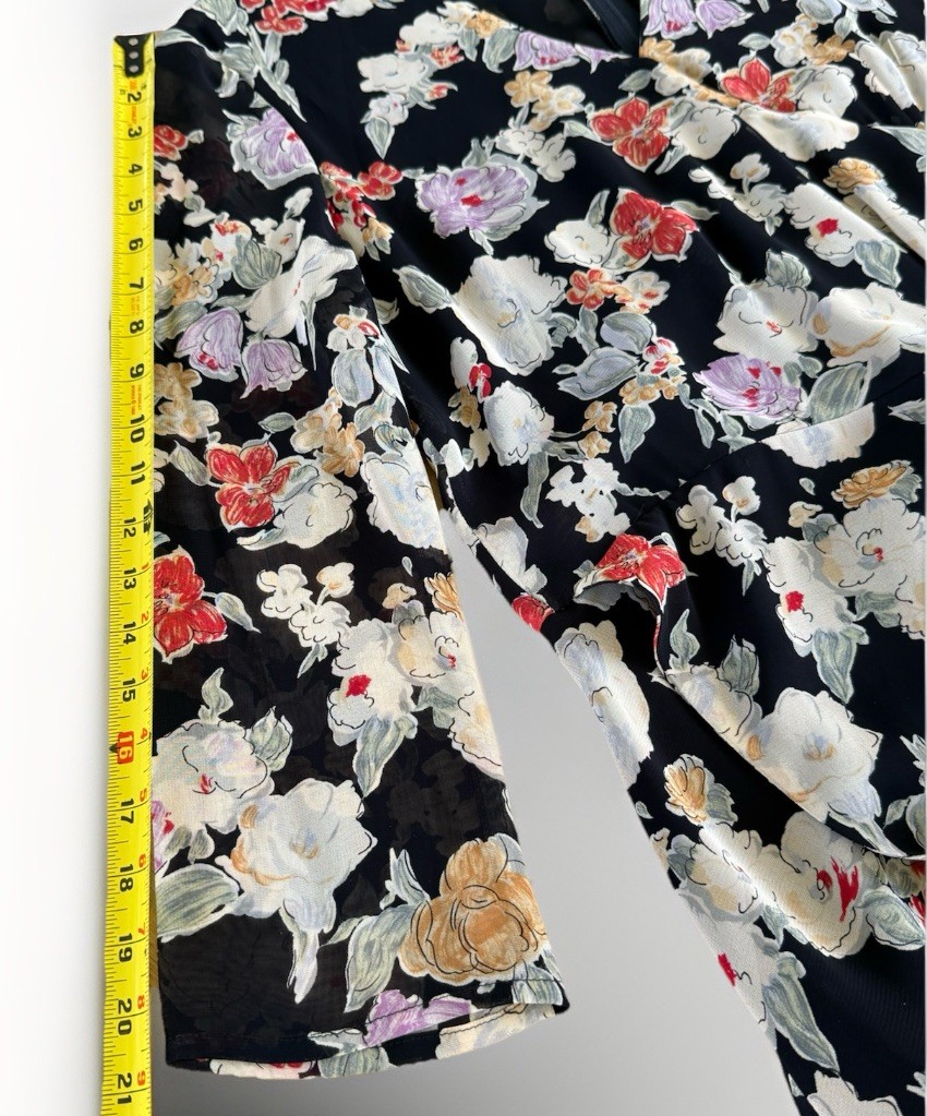 Giorgio ARMANI Le Collezioni Black Floral Faux Wrap Midi Dress Dark Romance Y2K