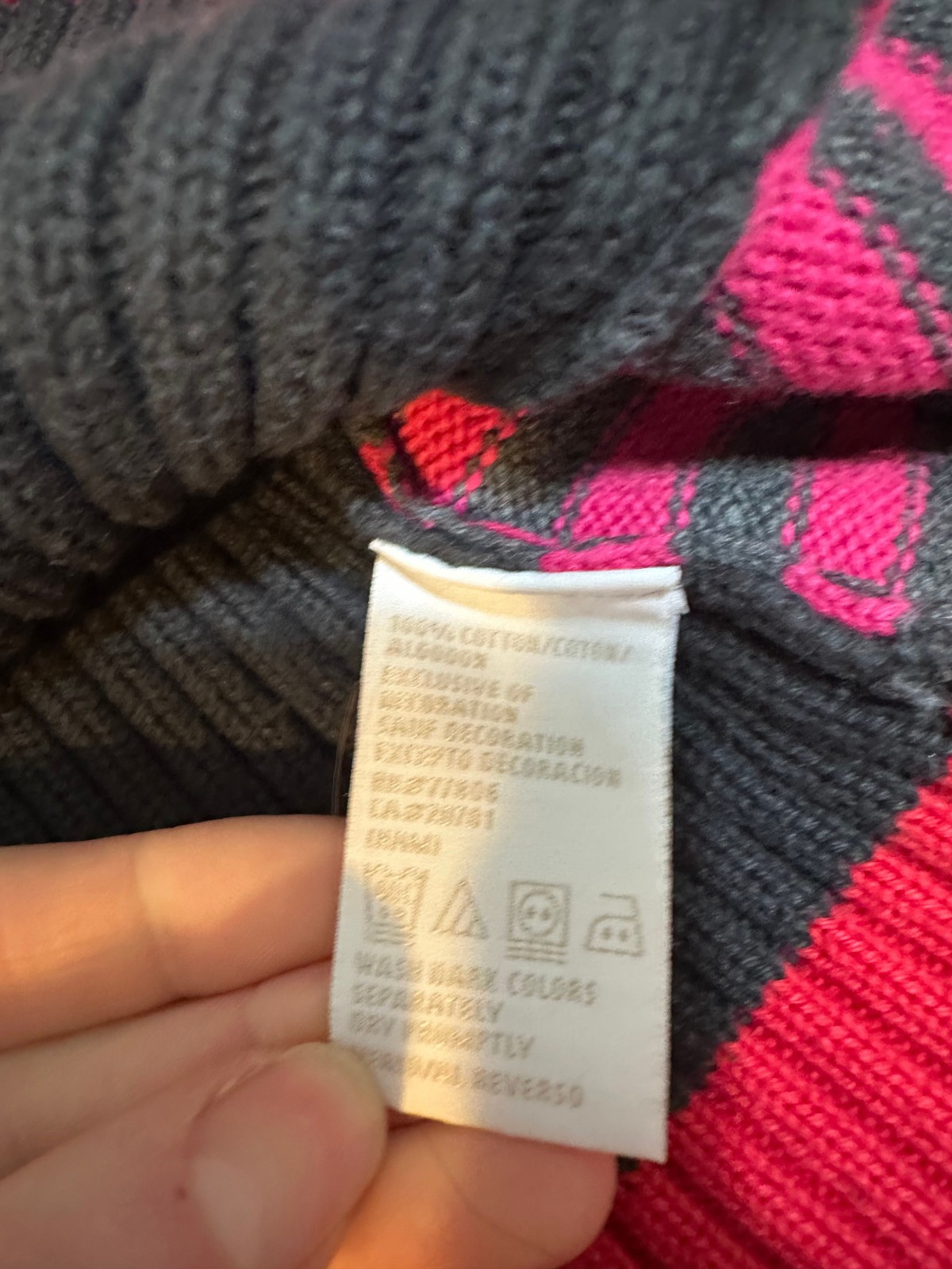 RARE Tommy Hilfiger Womens Sweater L JAPAN Y2K Rainbow Stripe Ribbed Knit Cotton