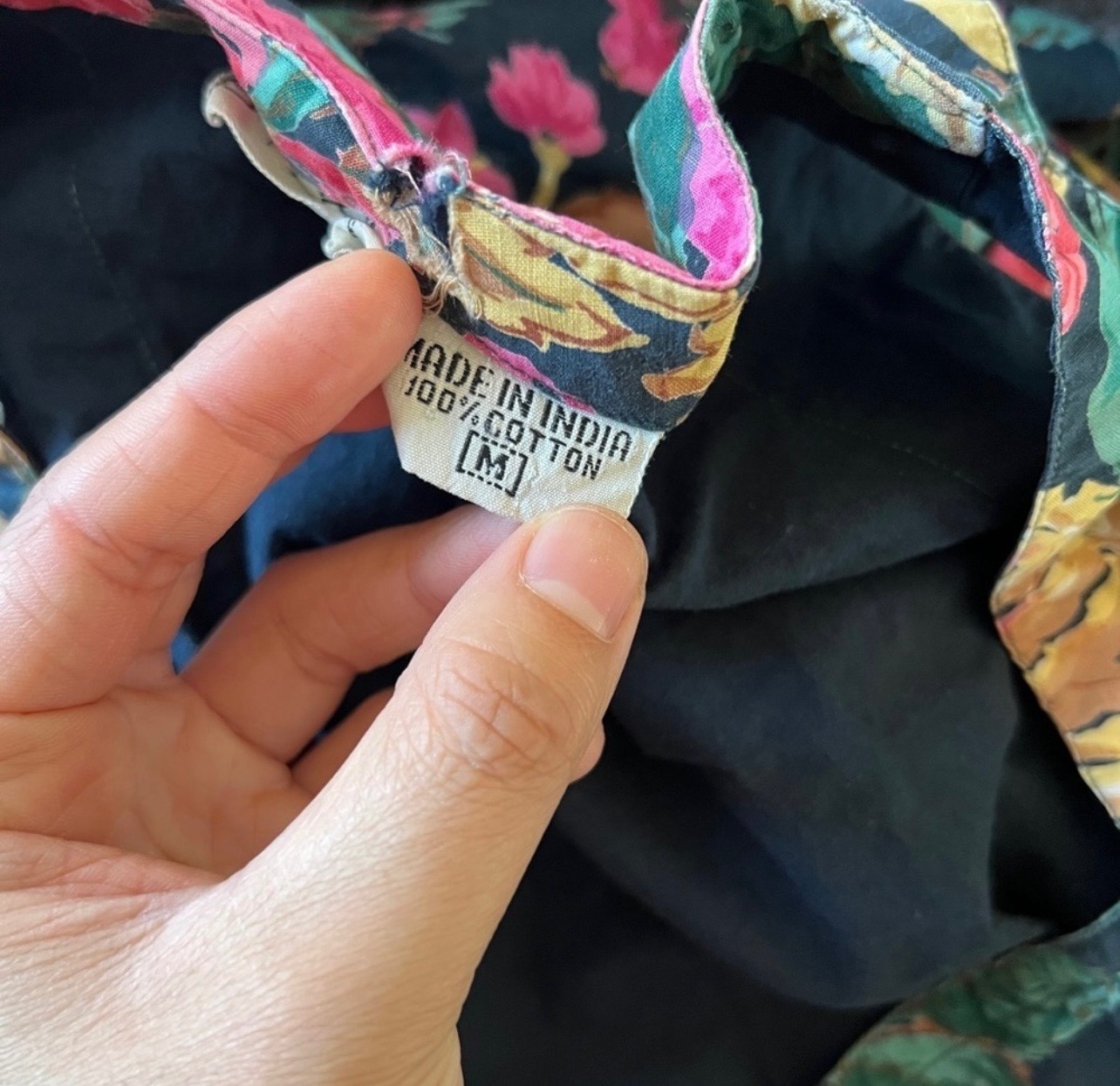 Vintage 90s Floral Button Front Dress Starina Medium Black Fit Flare Cottagecore