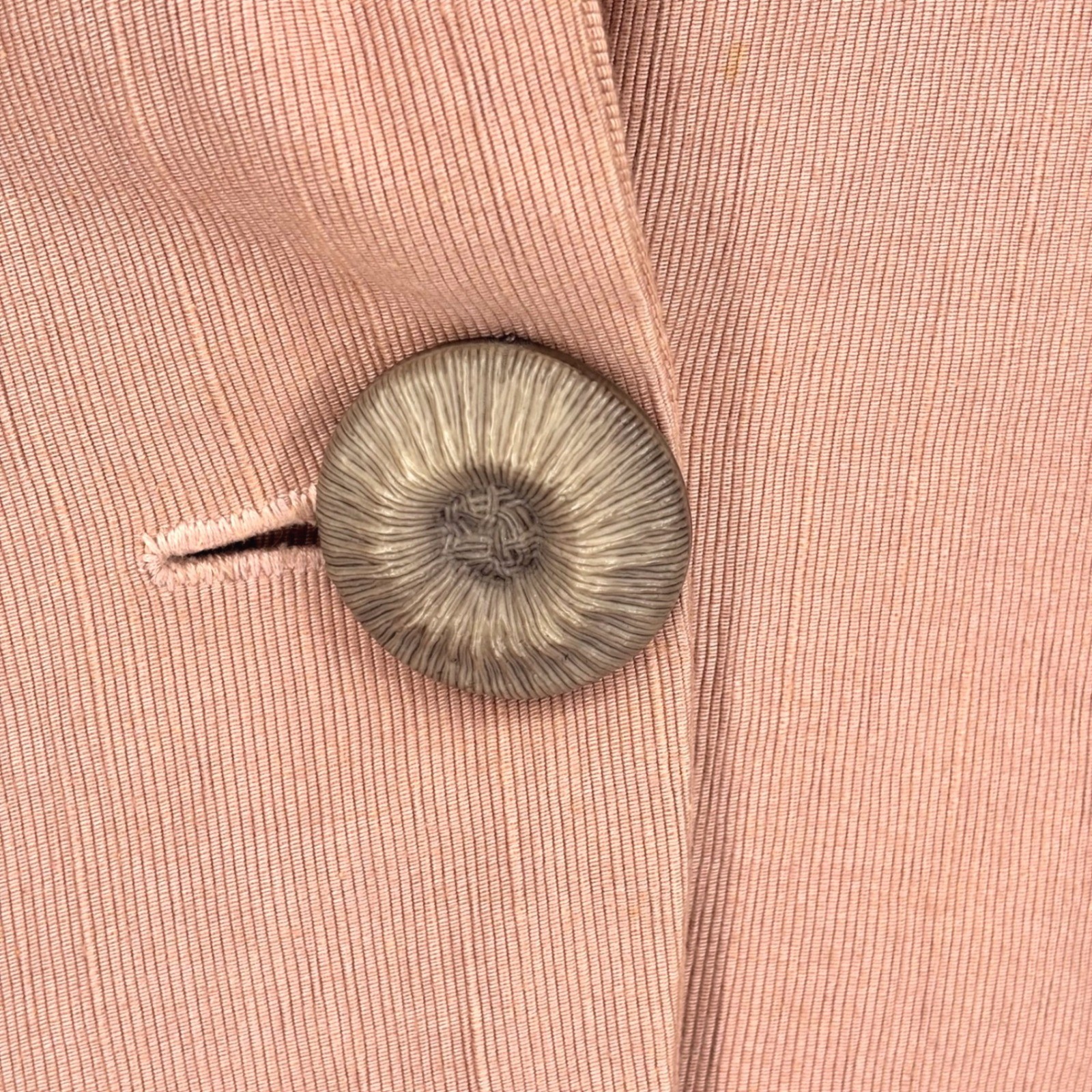 Vintage 50s Edith One-Button Applique Blazer Pink Peach Lined Womens Sz L
