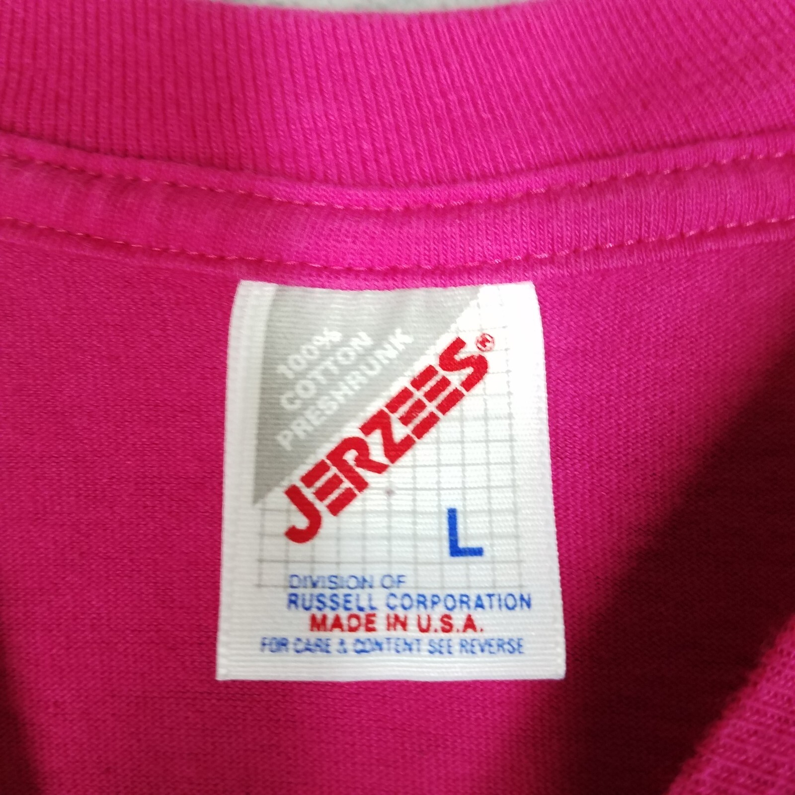 Vintage Jerzees T-Shirt Adult Large Hot Pink Hearts Bow Granny 1994 Crewneck