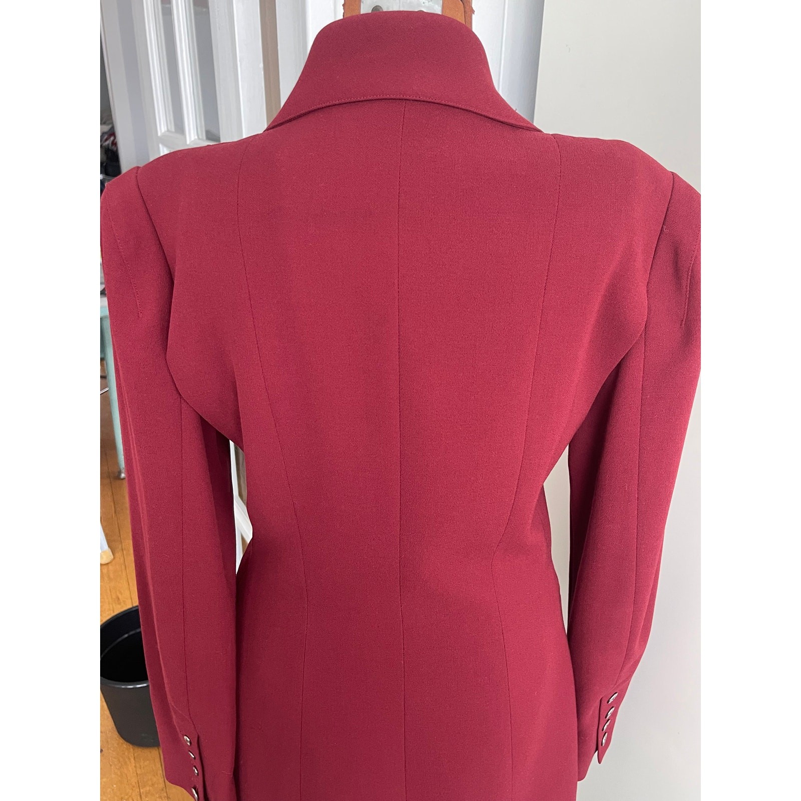 Lagerfeld Wmns Sz 38 Vintage 90s Maroon Fitted Blazer Retro Vintage Cool Work