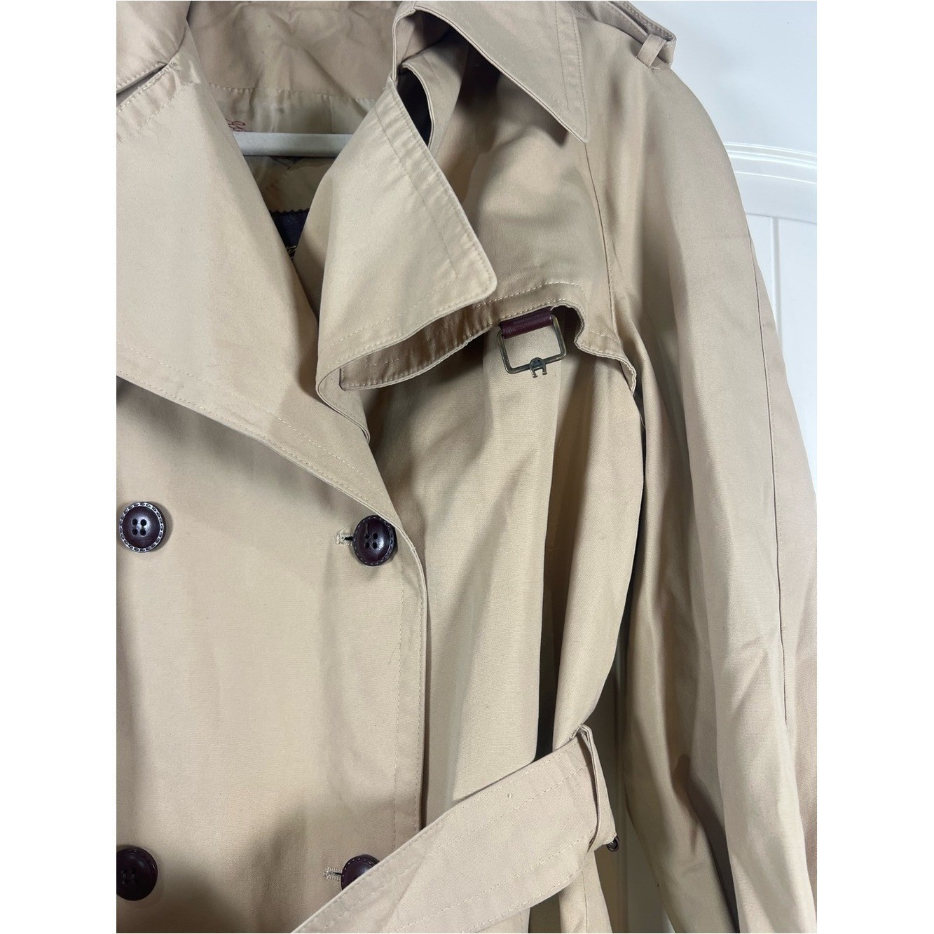 Vtg Etienne Aigner Trench Coat – Leather & Brass Accents – Late 70s/80s SIZE 10