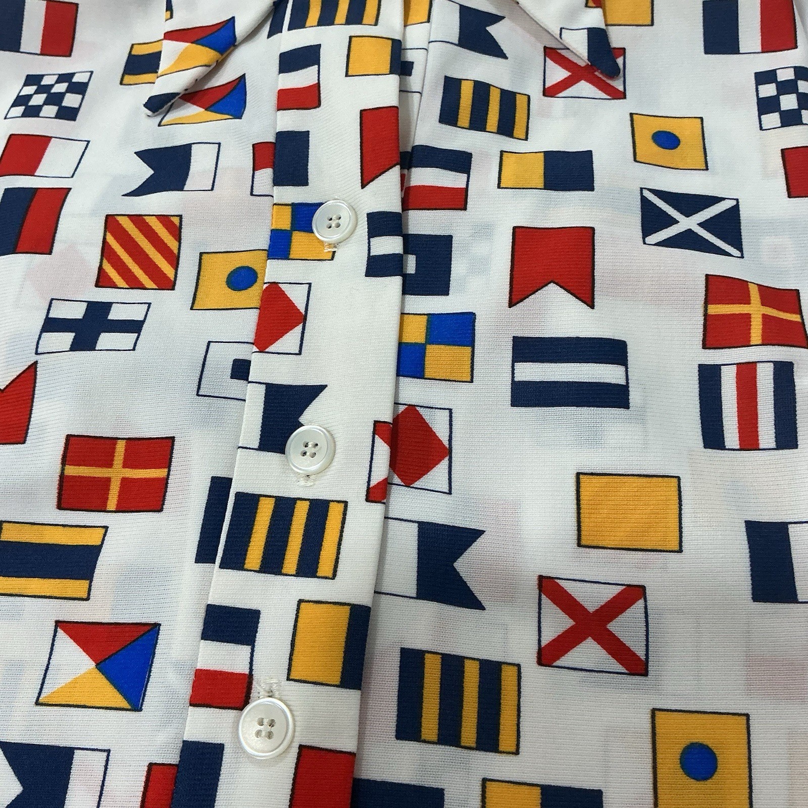 VTG 60s/70s Serbin Traveler Nautical Flag Mod Shirt Dress L XL Prop Yacht Rare