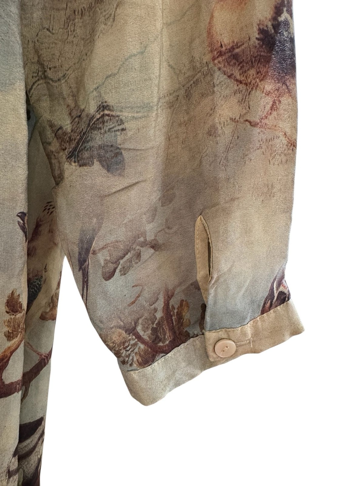 Vintage Girard Silk Renaissance Art Birds and Floral Print Tunic Shirt