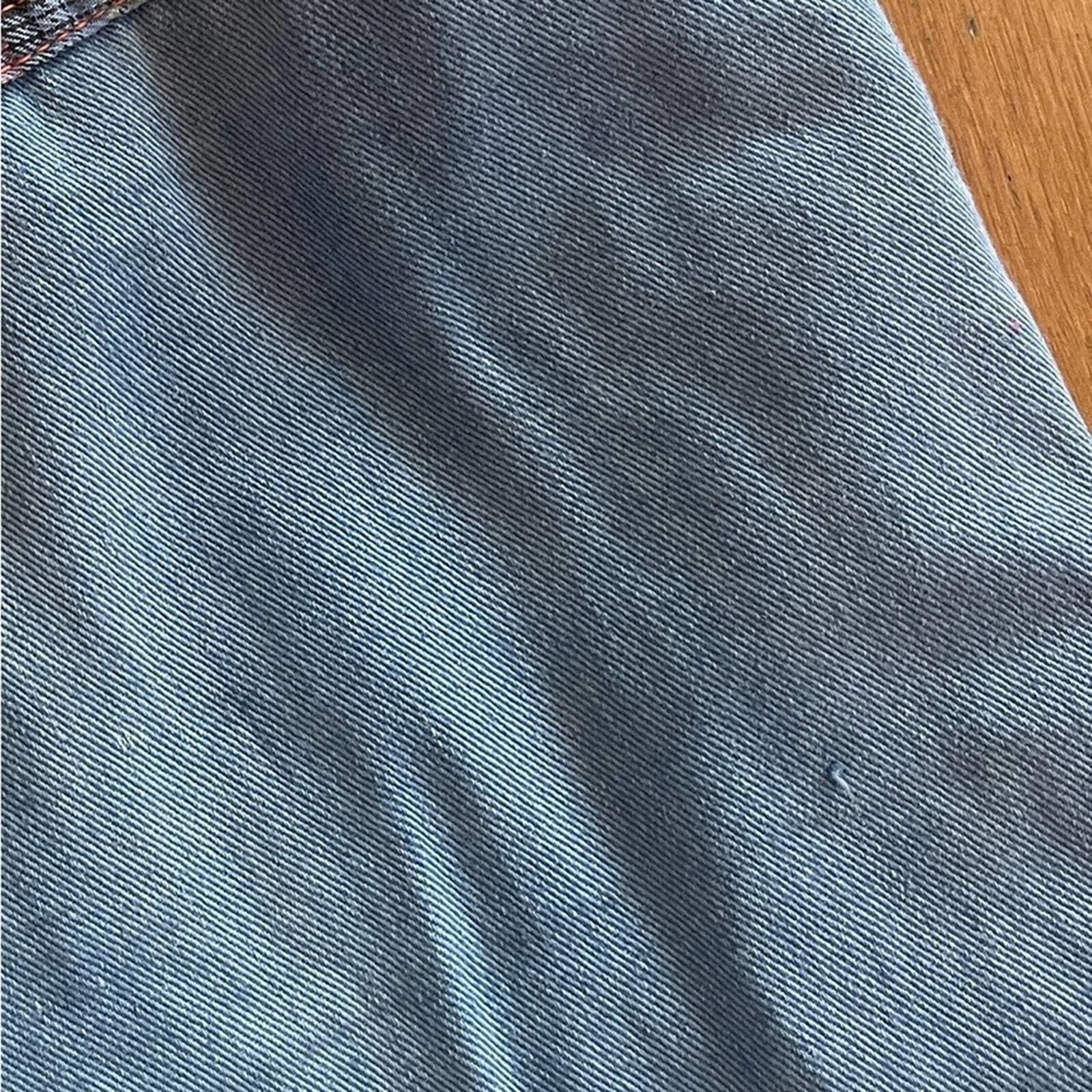 70s Vintage Faded Glory Light Wash Bell Bottoms w. Plaid Detailing