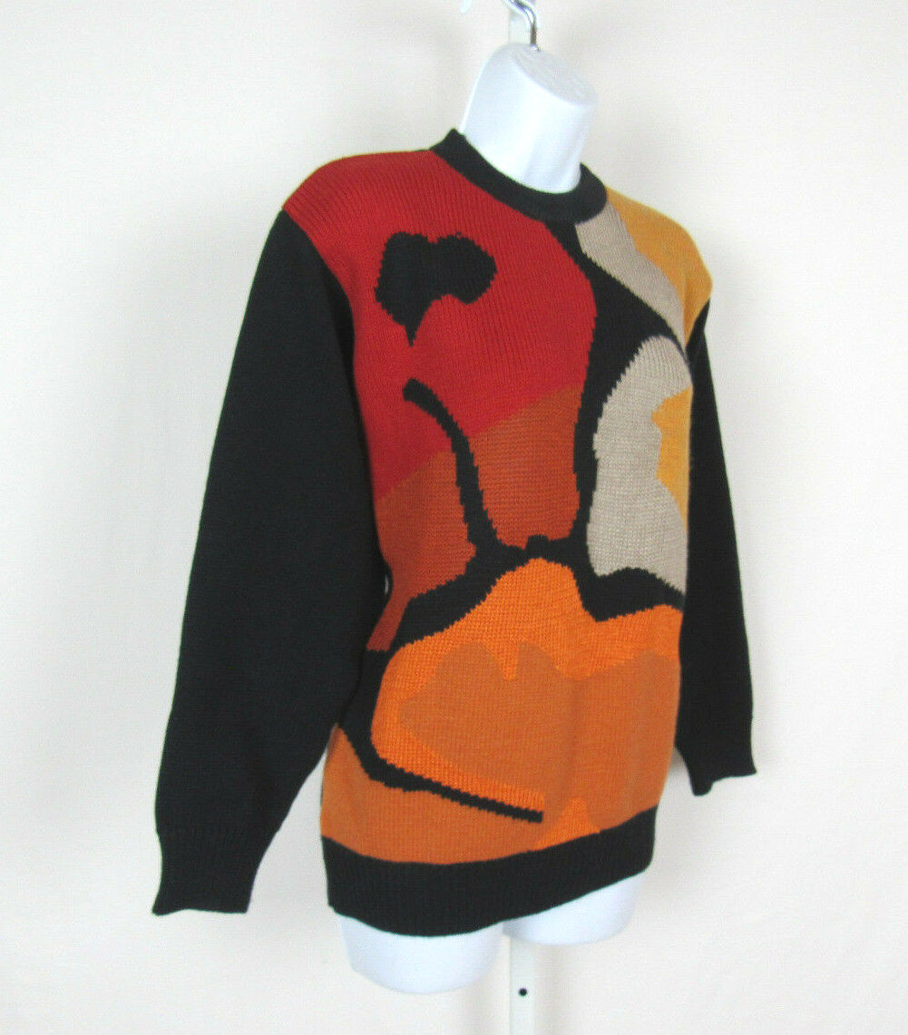 VTG 1970s 80s RUBAN BLEU ACRYLIC KNIT SWEATER MADE IN BRAZIL MOD PATTERN