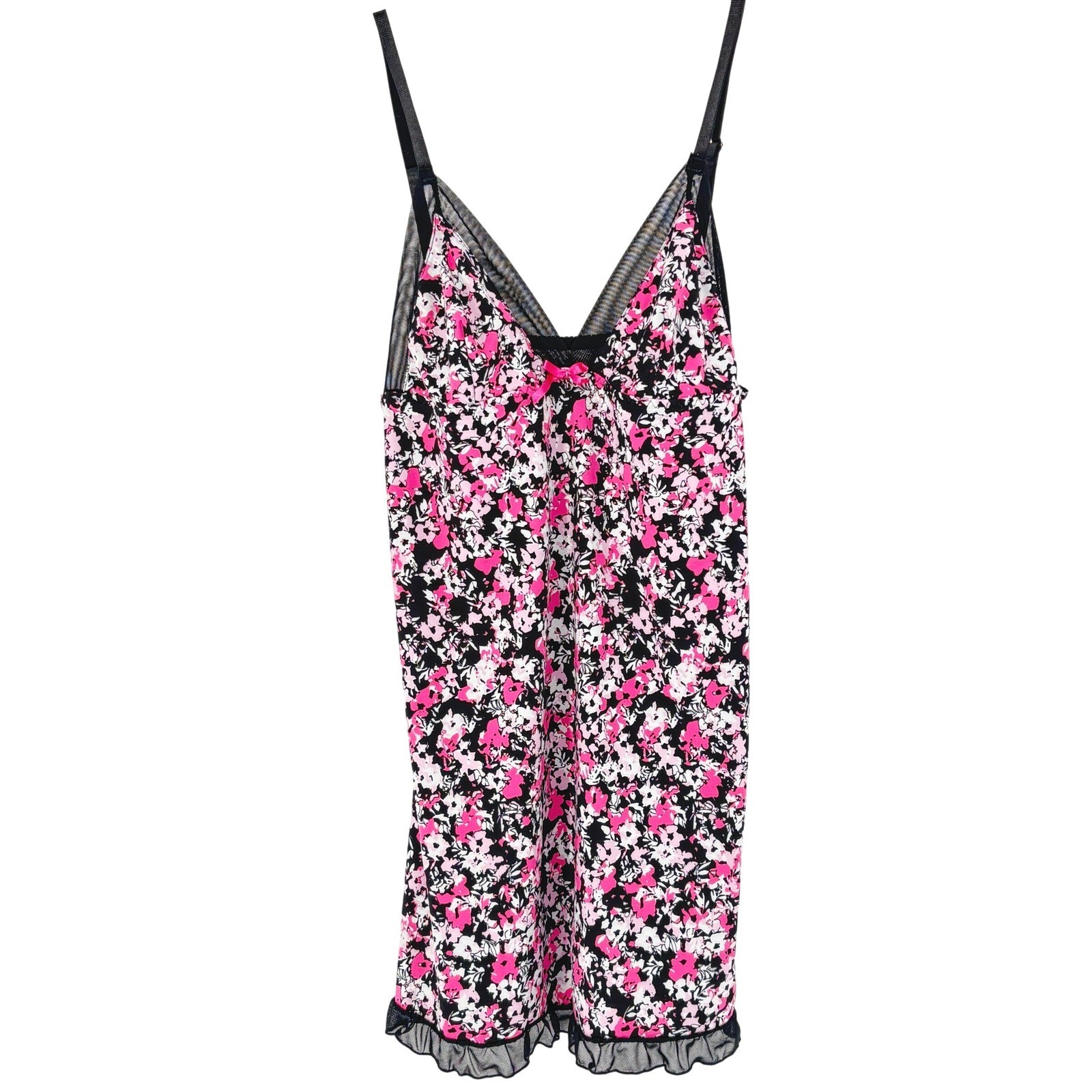 Jessica Simpson Pink Floral Mesh Babydoll Slip Dress Womens S Sheer Y2K Coquette