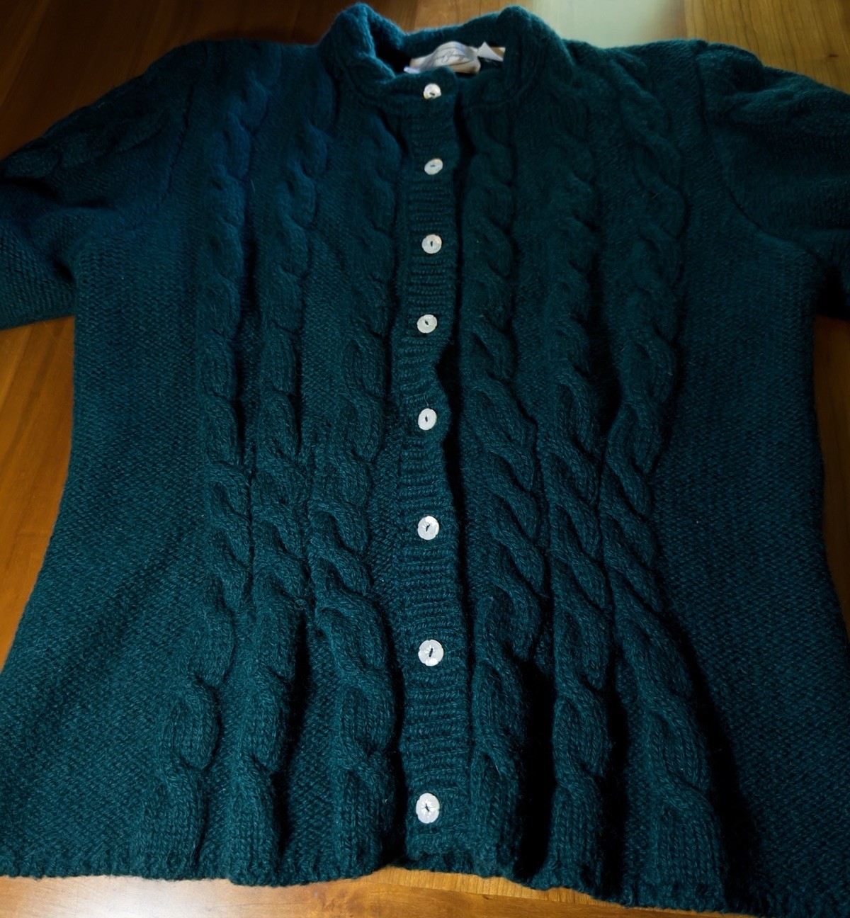 Vintage Jayson Younger Bottle Green 100% Shetland Wool Cardigan Sweater L