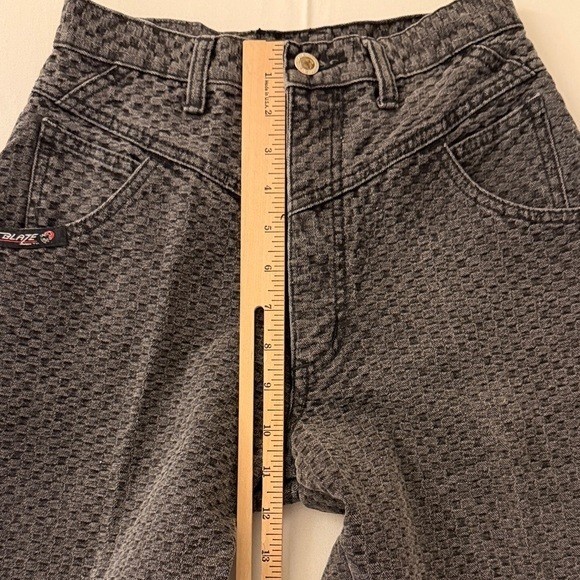 Blaze Riding Gear Vintage High Waist Textured Checkerboard Jeans Black 24×32.5