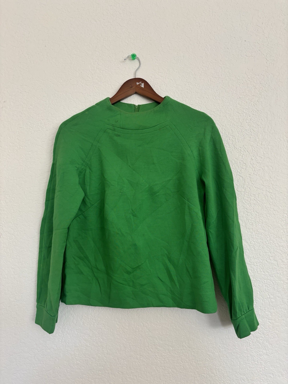 1960s Vintage Dalton Wool Blouse Zip Up Size M