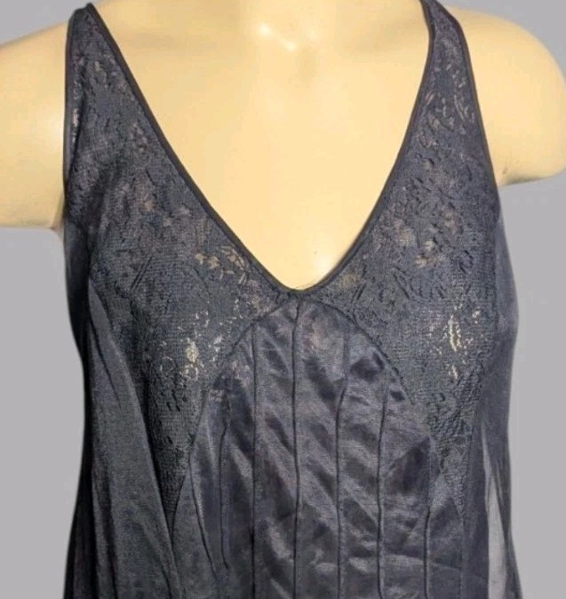 VTG 1950s Vassarette Maxi Slip Dress Nightgownown Layered Chiffon Lace Black 36