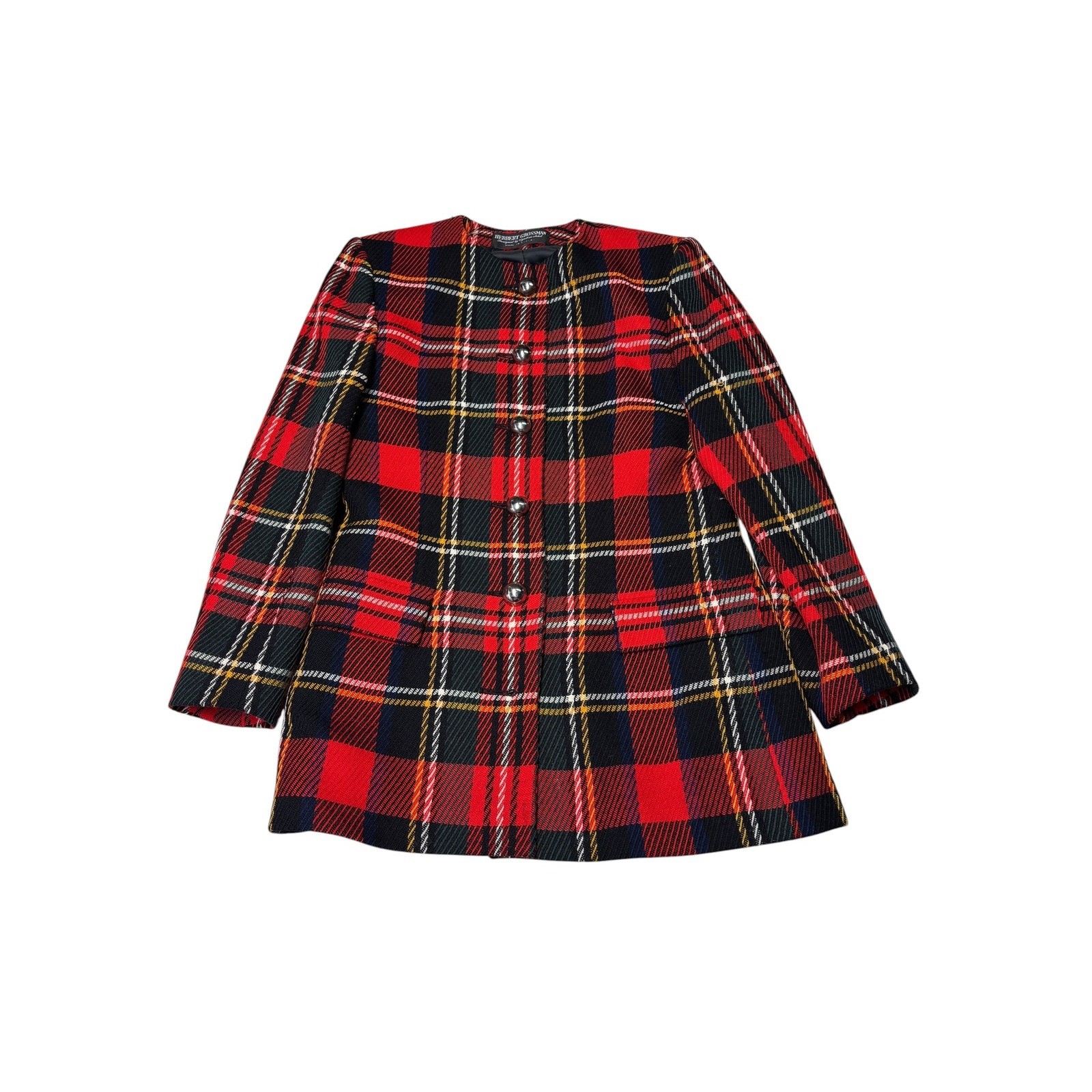 Vintage Herbert Grossman Cynthia Sobel Red Plaid Suit Set Size 8 W26 L24 USA
