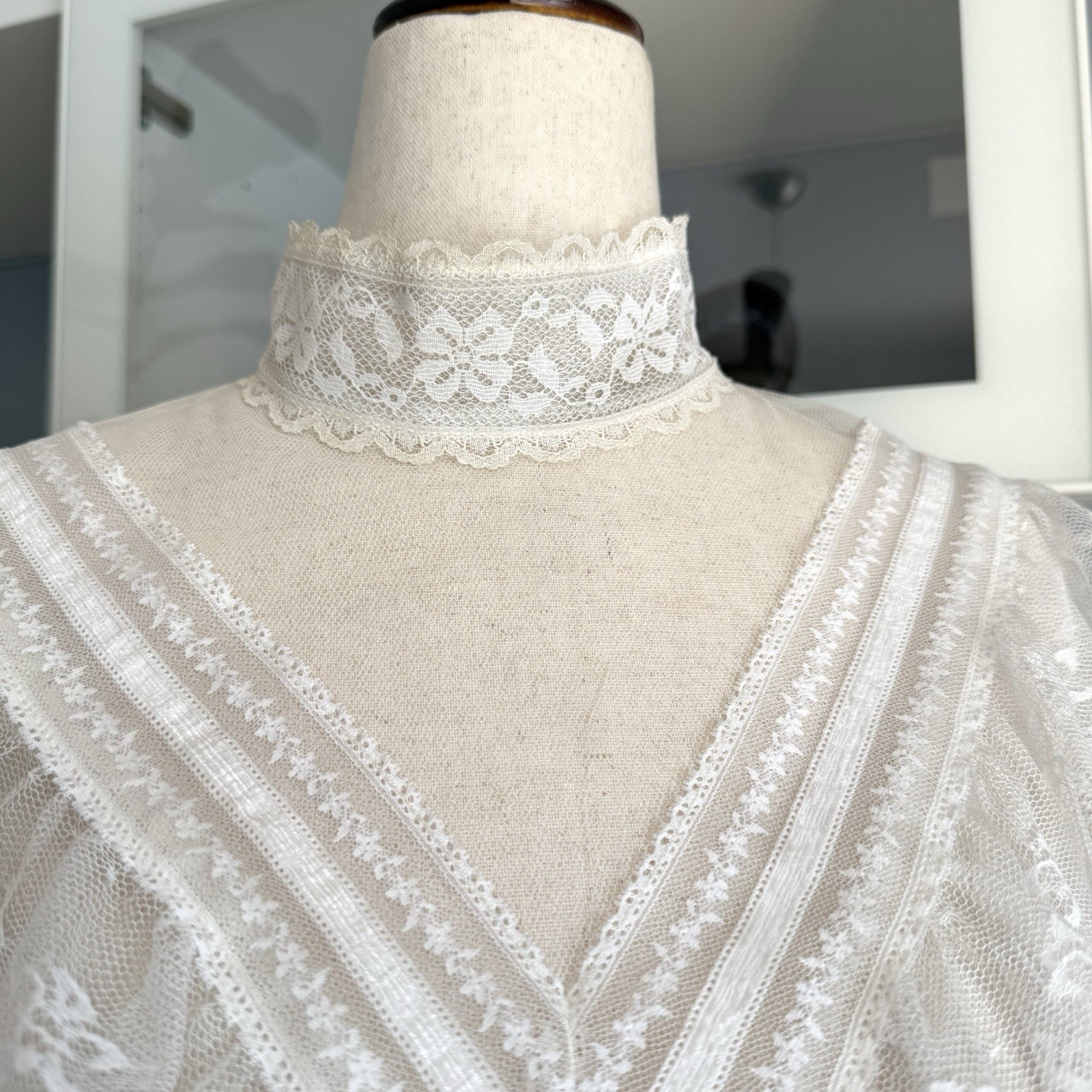 Vtg 80s Gunne Sax Romantic Renaissance Bridal Collection Prairie Lace Sz 9