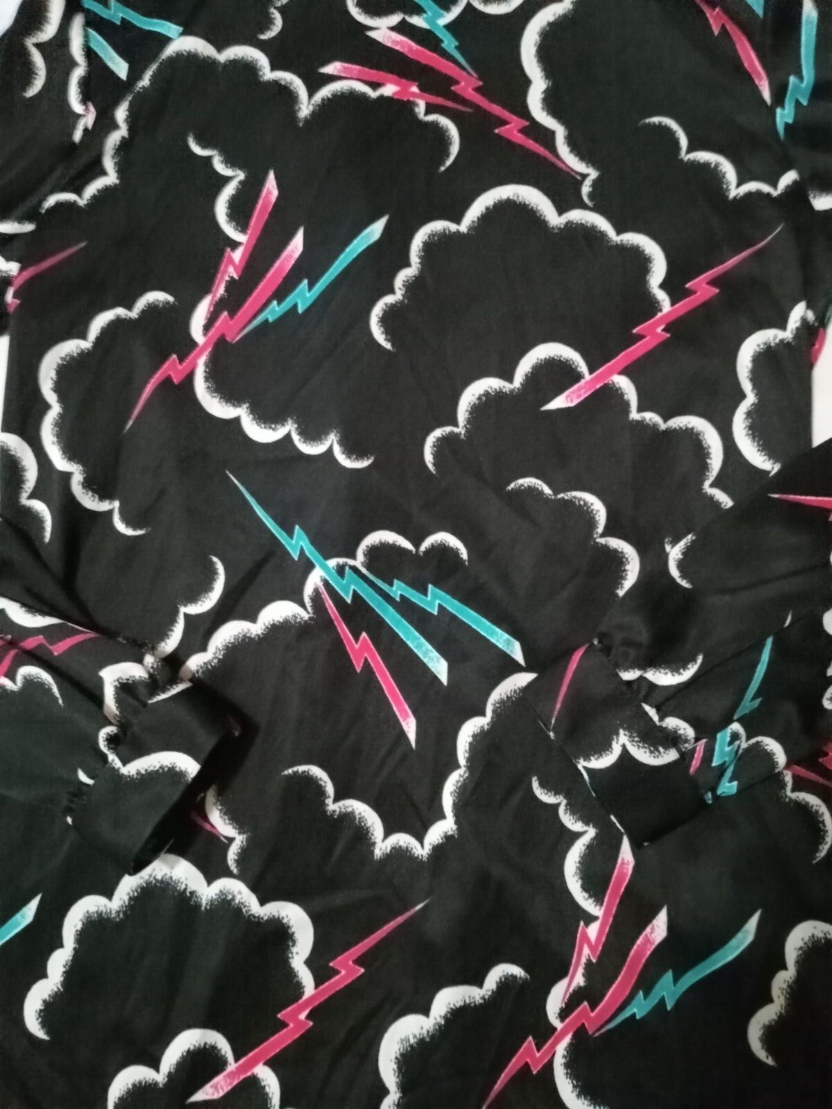 True Vintage Lightning Bolt Cloud Black Pink Turquoise White Abstract Poly Women