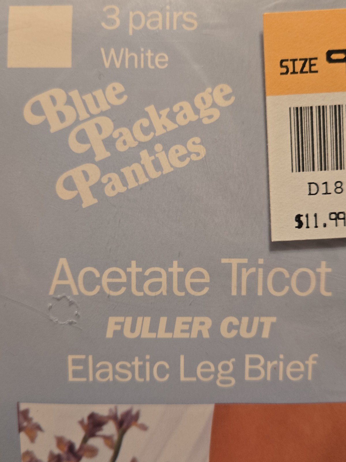 Vintage Sears „Blue Package Panties” Sz 9 White 100% Acetate Tricot 3-Pack NOS