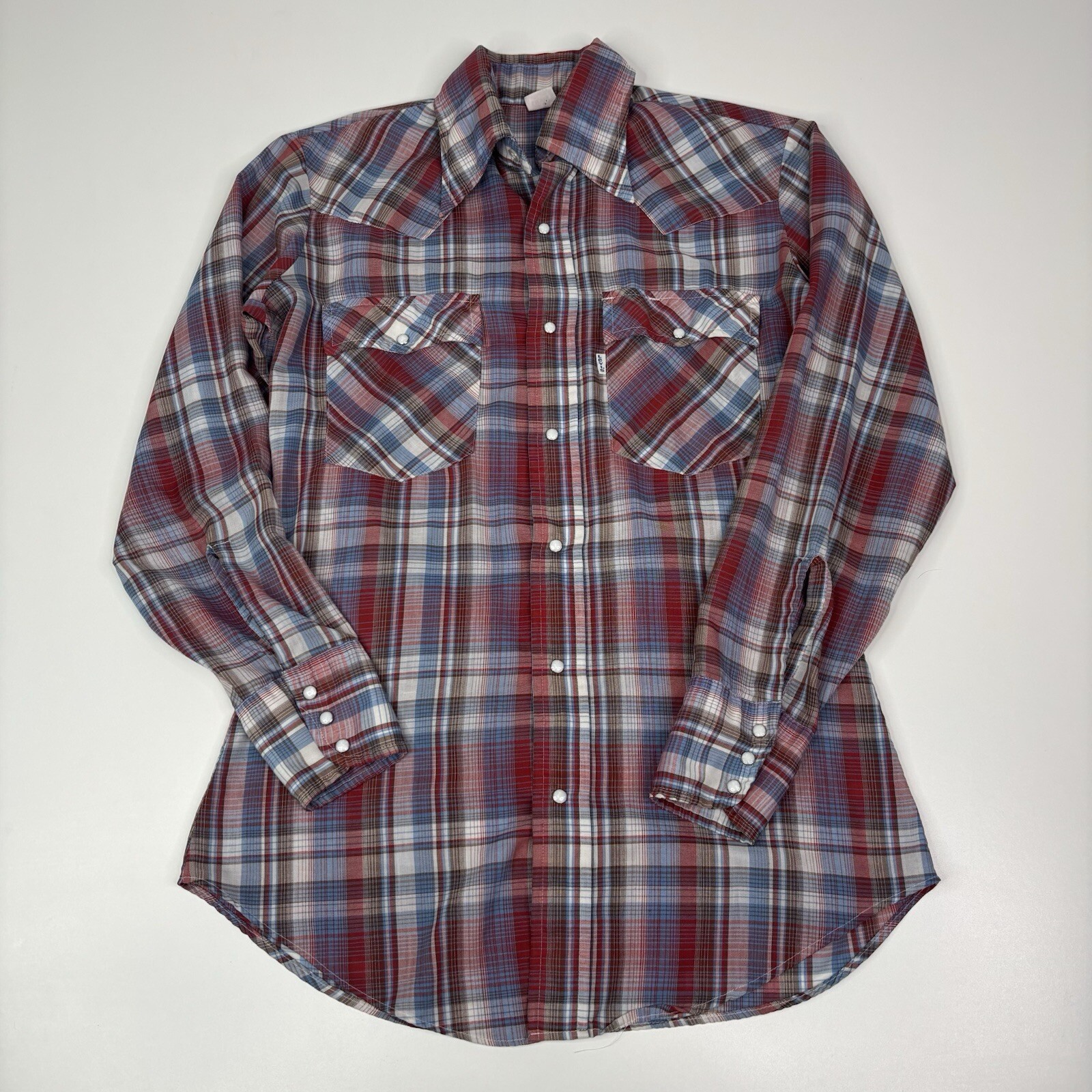 Vintage Levis Western Shirt Size Small Plaid Pearl Snaps