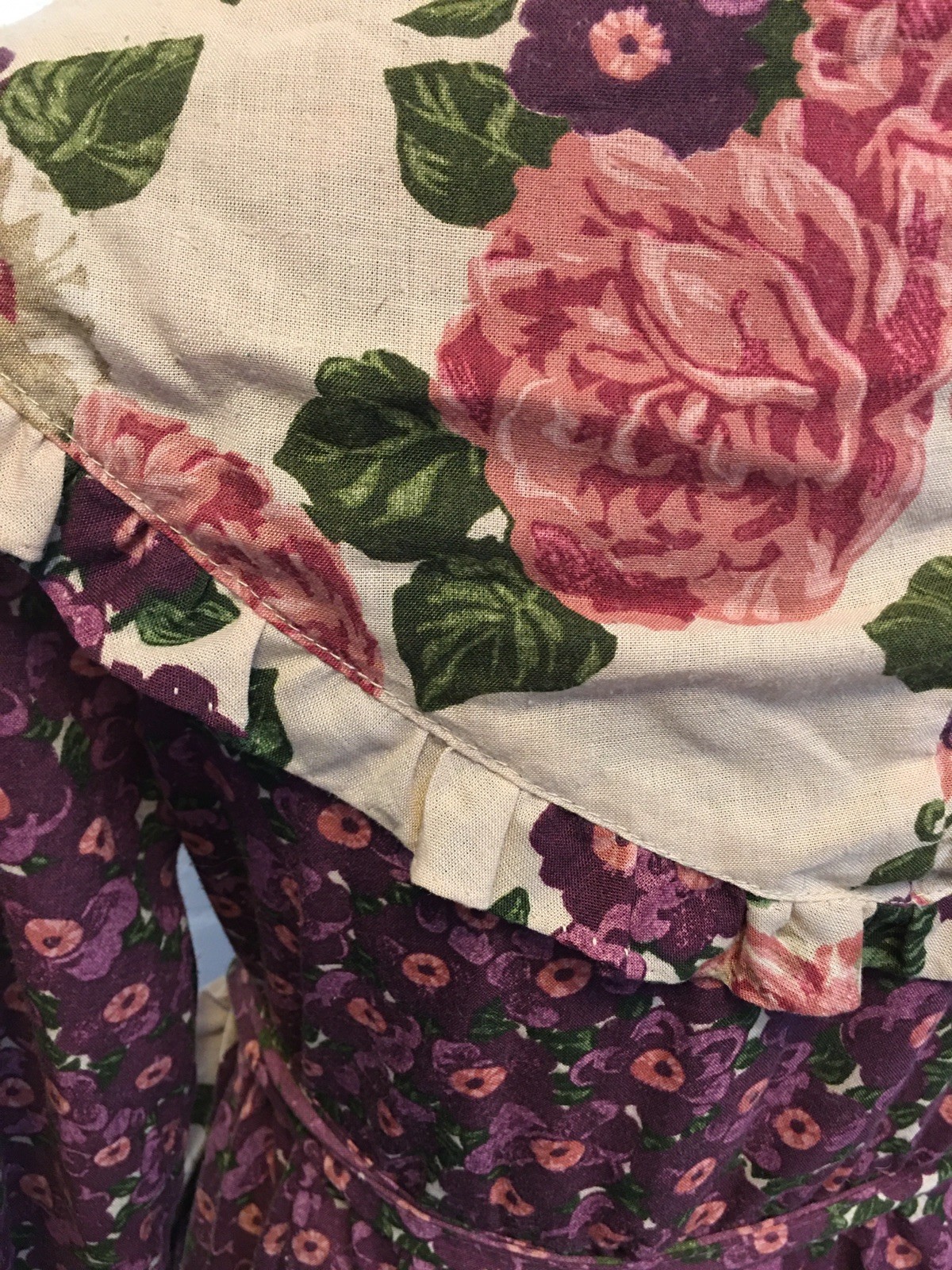 Vintage 70s Potage Bonwit Teller prairie dress burgundy floral tie waist size m