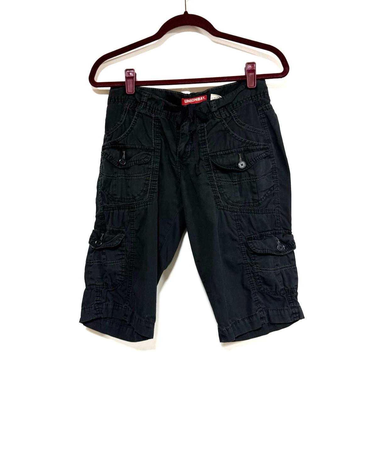 Vintage Unionbay Cargo Shorts Capri Pants Woman size 3 Skater Grunge Y2K Black