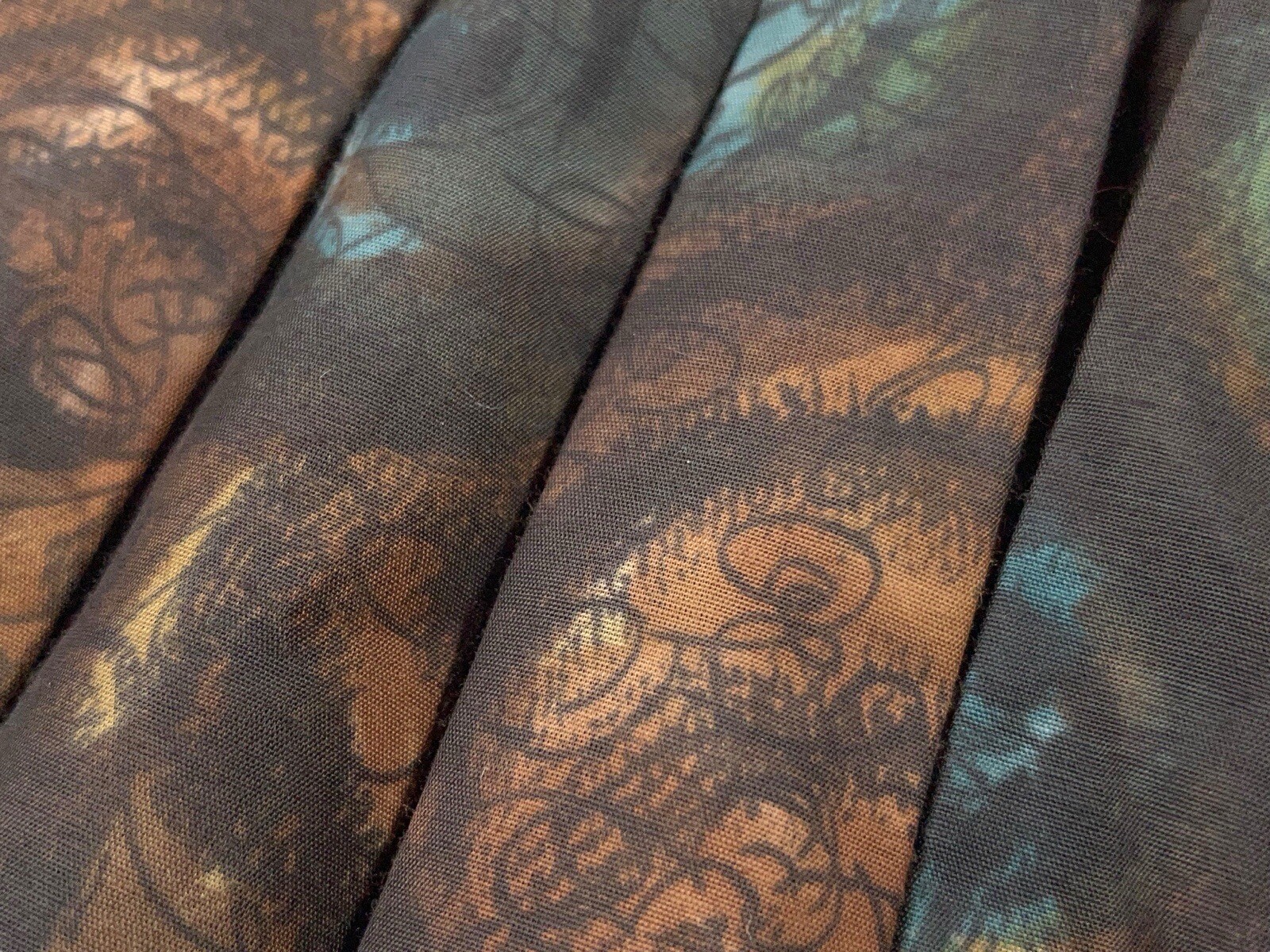 1950S BROWN BLUE FLORAL ABSTRACT NOVELTY DAY DRESS MS MAISEL S