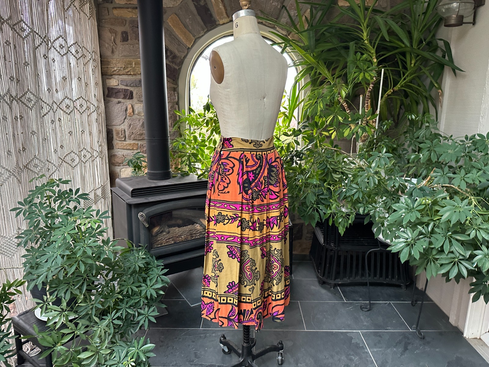Vintage 1980s Colorful Full Rayon Skirt Incognito