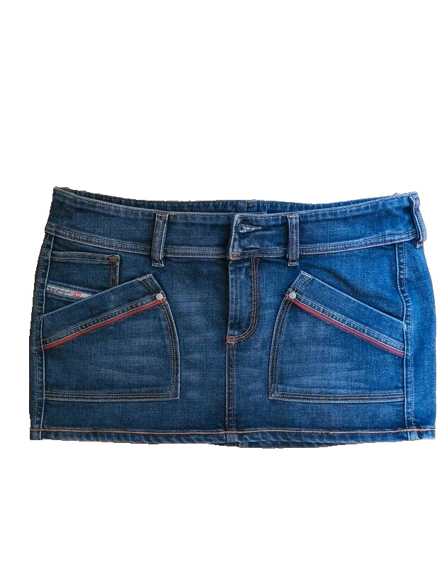 Diesel Vintage Y2K Mini Denim Skirt Blue Denim Pockets Avant Garde
