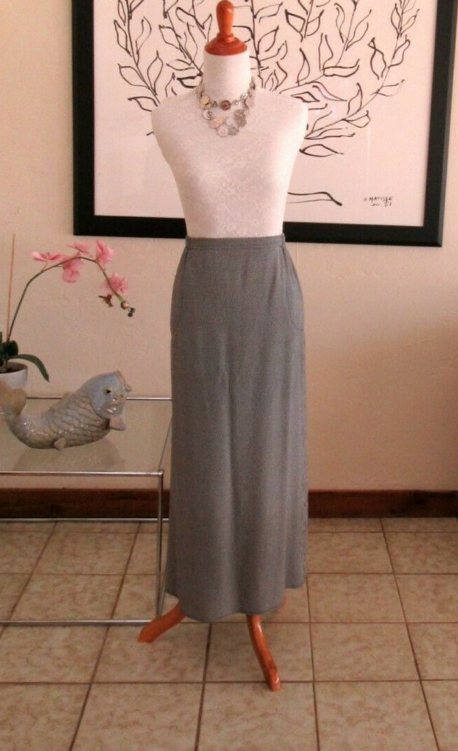 EVAN PICONE Black & white checked top & midi skirt size Large vintage 1990s