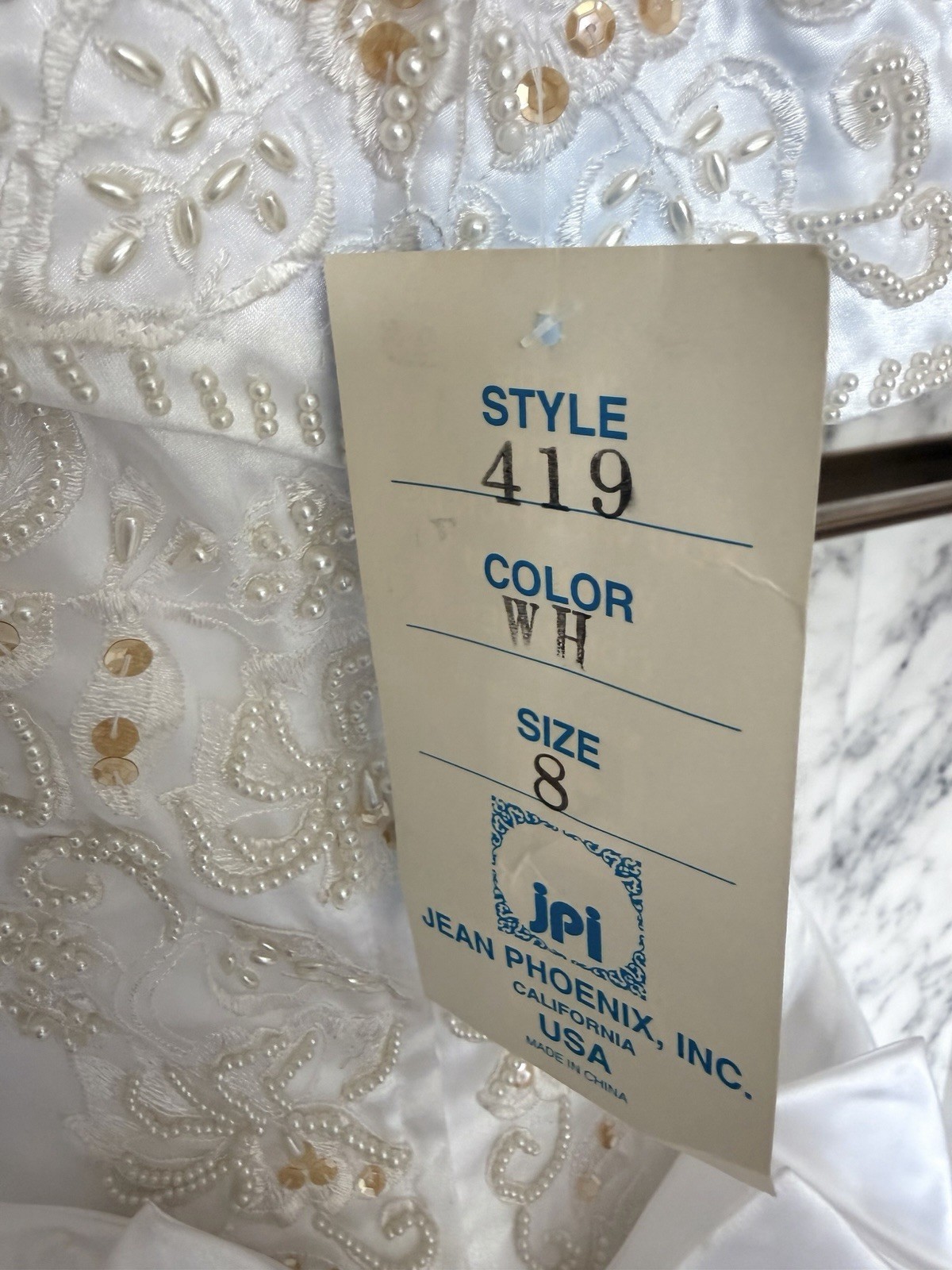 Vintage Jean Phoenix Bridal Wedding Dress Size 8 White Beaded Mermaid Gown NWT