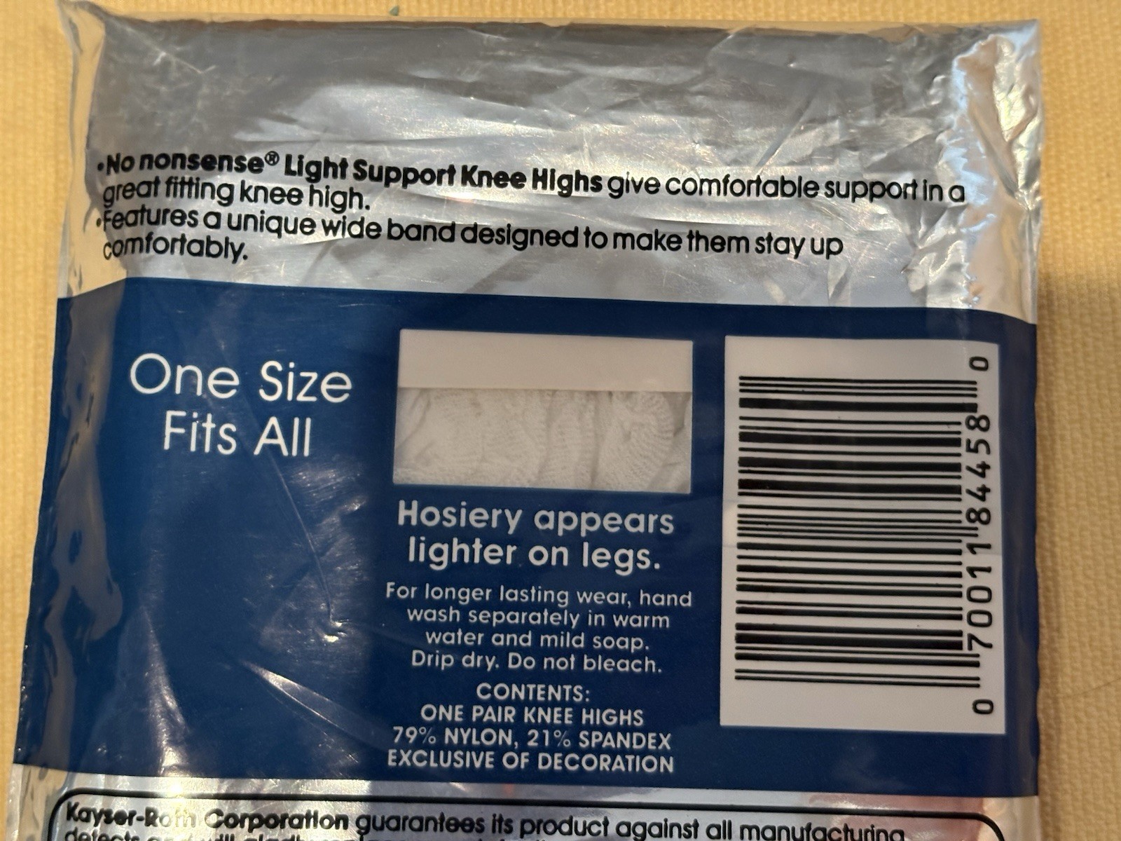 No Nonsense Light Support Knee Highs White Sandalfoot One Size Never Opened Pack