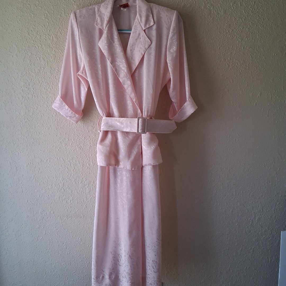 VTG 80s Katie Mfg Jacquard Peplum Dress Sz 8 Career Church Knee Length USA