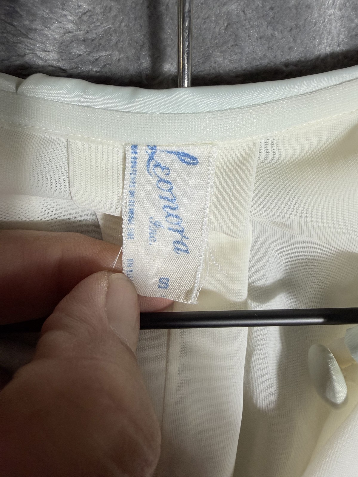 Leonora Womens Robe S Ivory Light Blue Vintage Embroidered Sheer Nylon