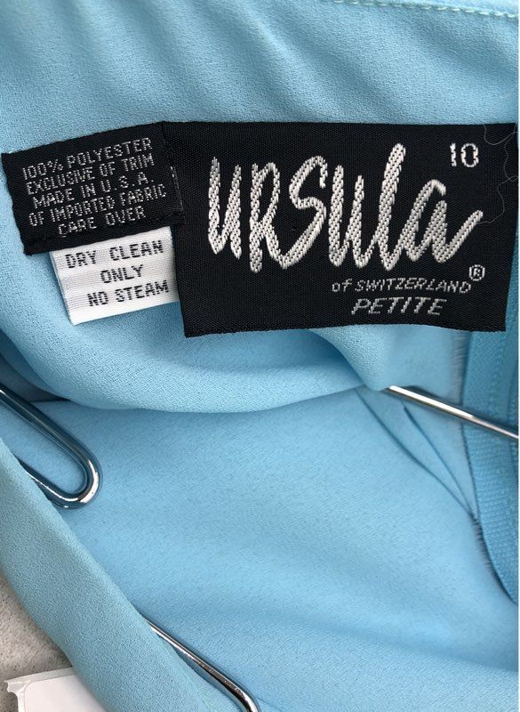 Vintage 90s Ursula of Switzerland Women’s Light Blue Drop Waist Dress Sz 10P