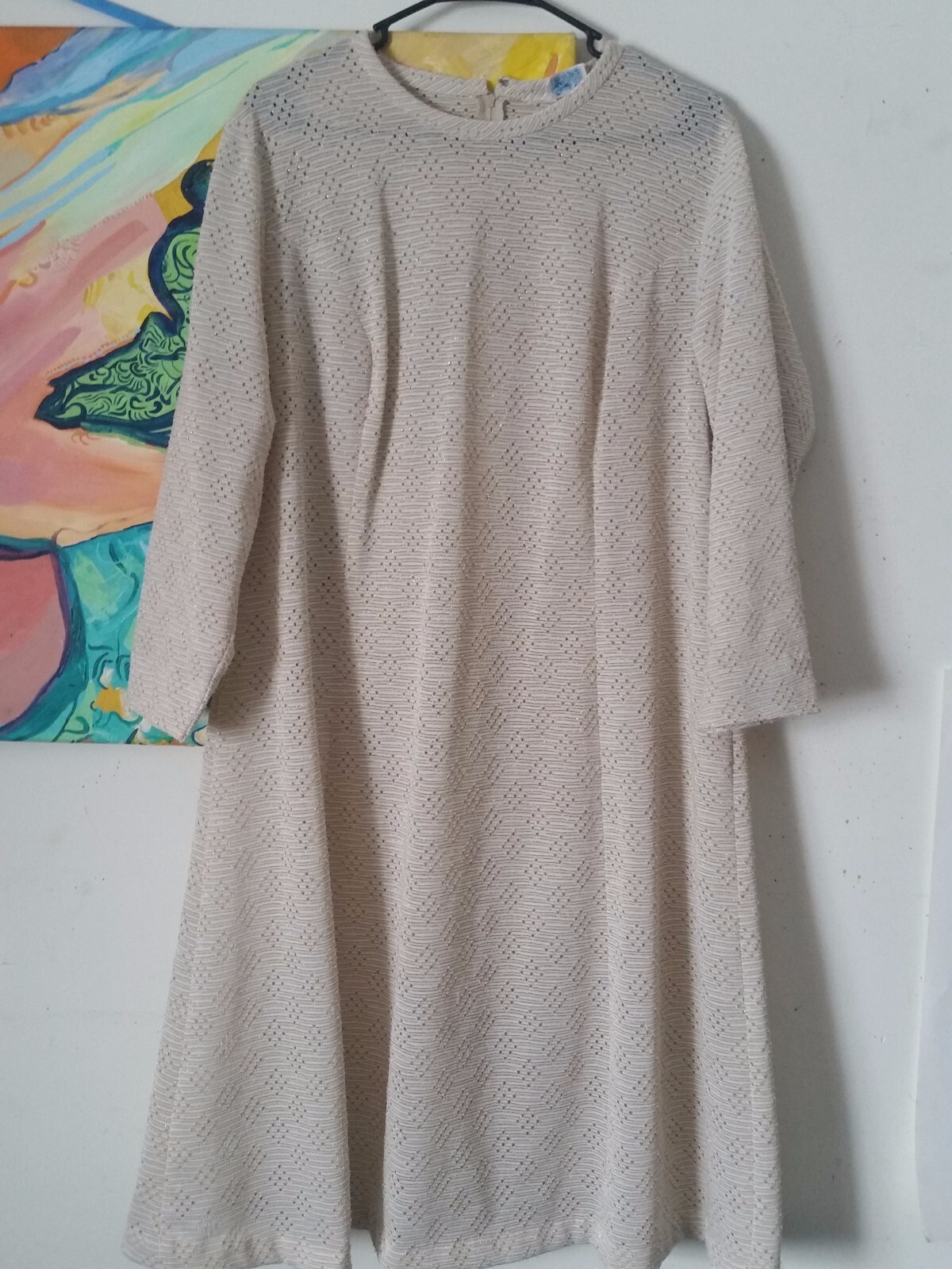 VTG 70s Lorac Originals Gold/Beige Maxi Dress Hostess Gown Occasion Plus Size