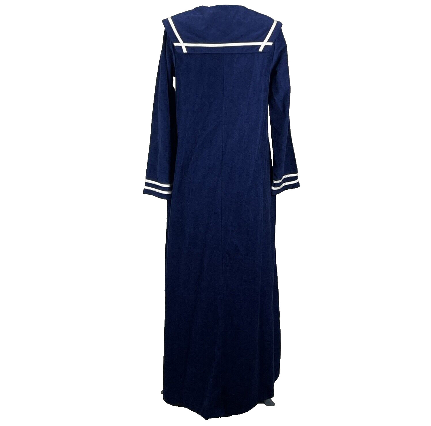Vintage Tres Belle Navy Blue Velour Robe Size XS Nautical Sailor Half Zip