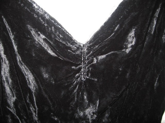 VTG 1940 GOWN-BLACK VELVET-BLUE LINING-VTG SIDE SNAP CLOSURES-FOR RESTORATION