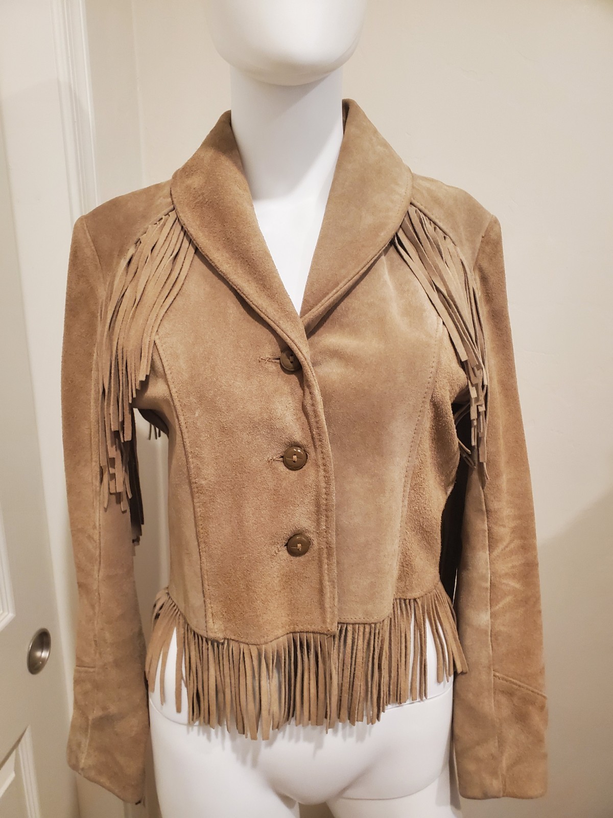 Vintage 70s80s Schott’s Leather Suede Fringe Jacket Camel Color Western Festival