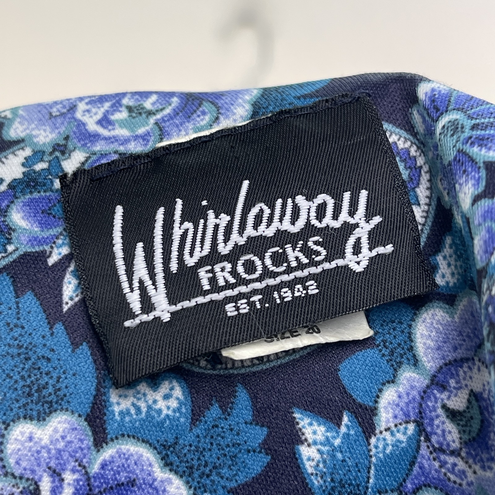 Whirlaway Frocks Blue Floral Long Sleeve Prairie Dress with Lace Collar Size 20