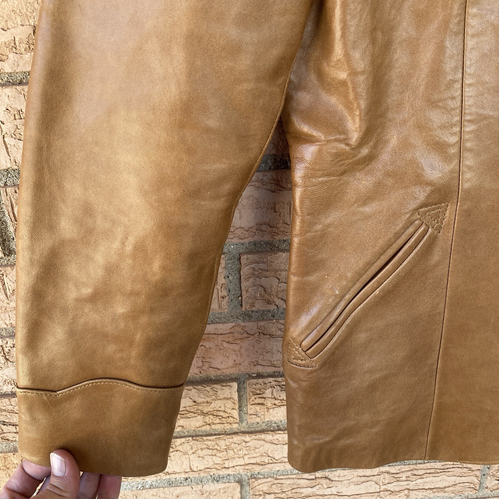 Lady Scully Tan Leather Lizard? Yoke Blazer Jacket size 8 Western 70s Cowhide?
