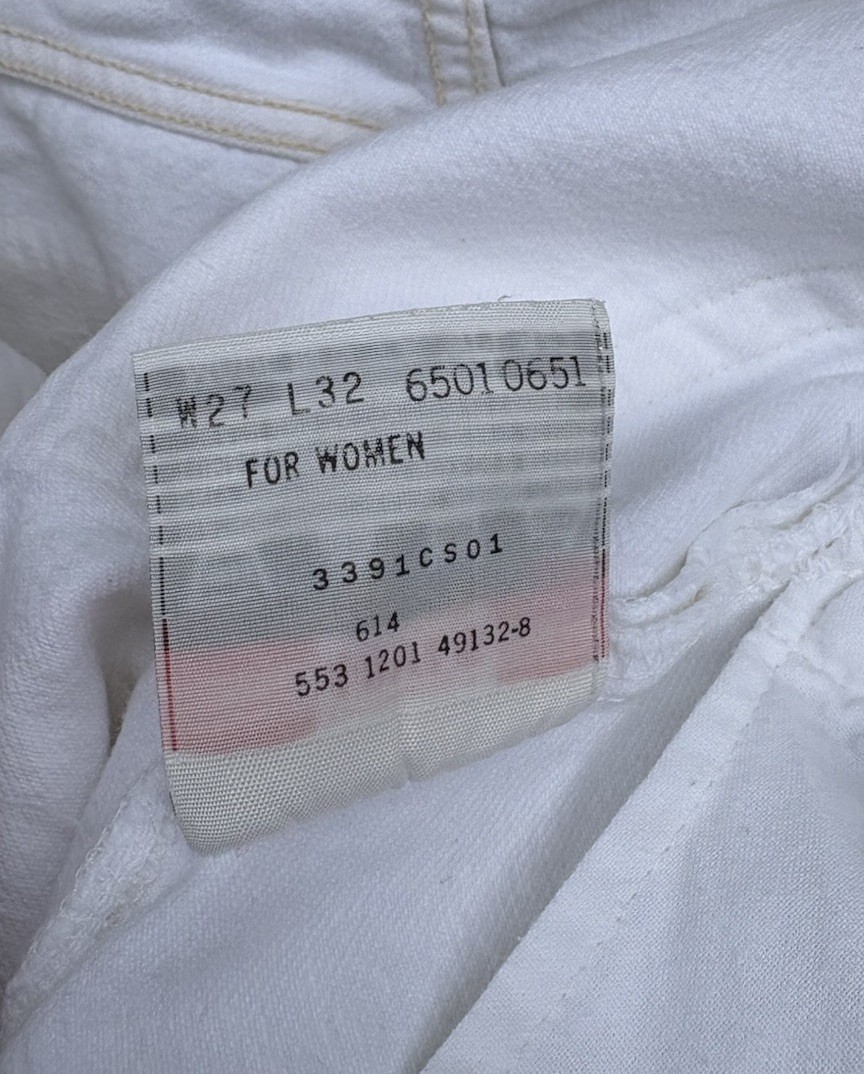 VTG Y2K Levi’s 501 White Button Fly Denim Jeans Women’s 25×31 Measured USA Made