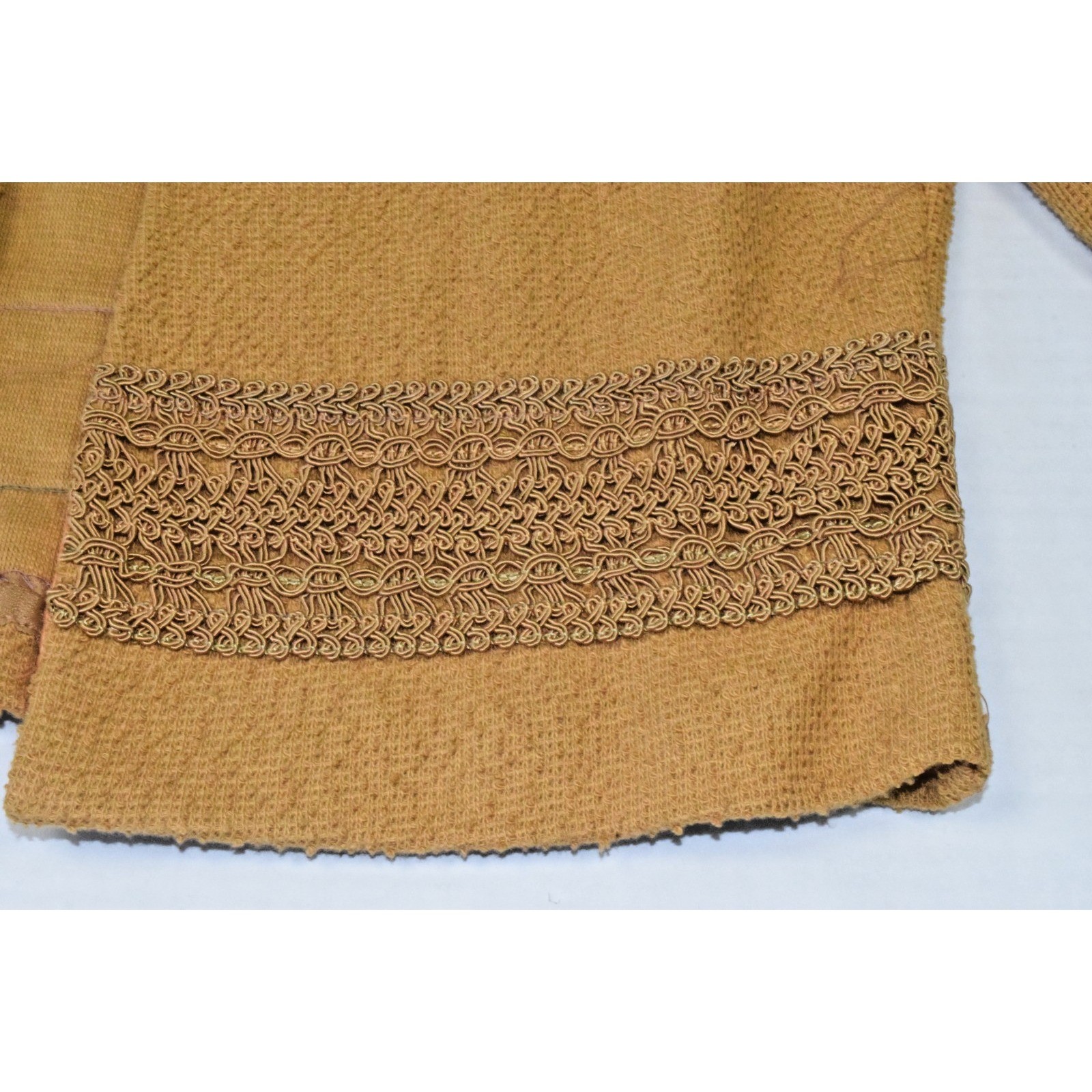 VTG Skirt Jacket Set Size S 60s Honey Brown Coarse Cotton Knit Union Made USA