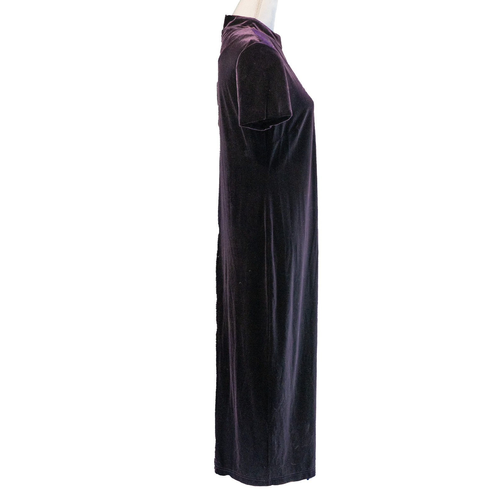 Vintage NWT Purple Velvet Maxi Dress 12 Petite Cheongsam Glitter Whimsy Witchy