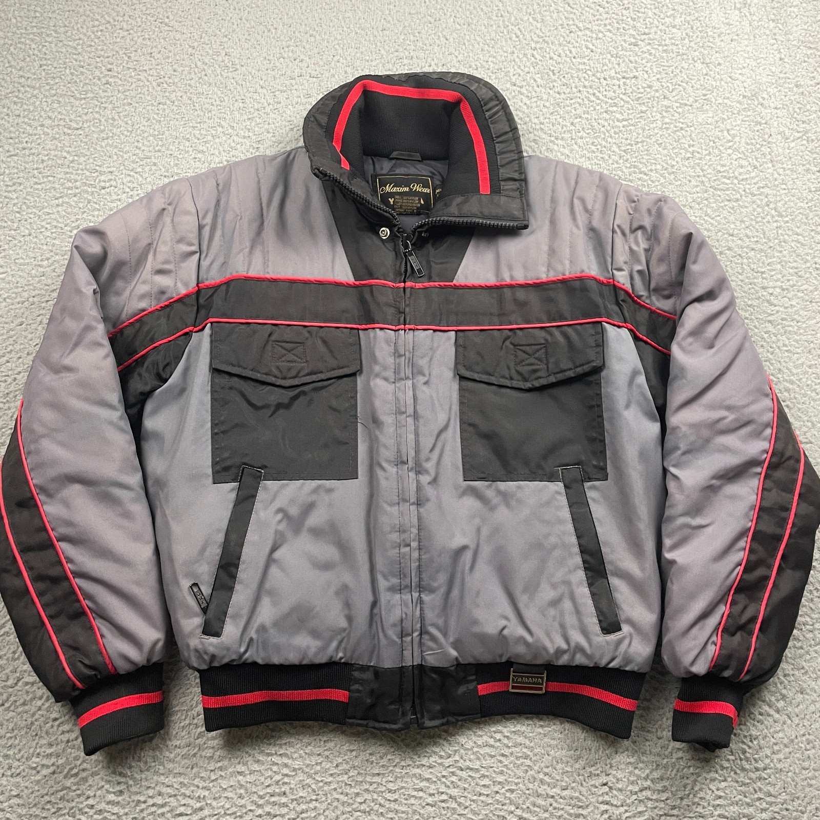 Vintage 80s Yamaha Maxim Wear Quilted Racing Jacket Coat Womens Large Tall
