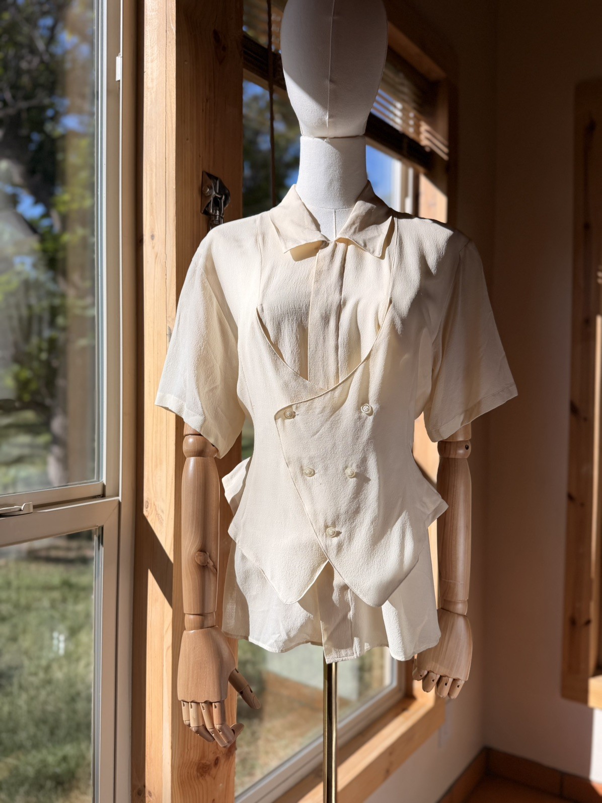 Vintage MATSUDA Archive Nicole Japan Silk & Wool Ivory Couture Blouse Size M