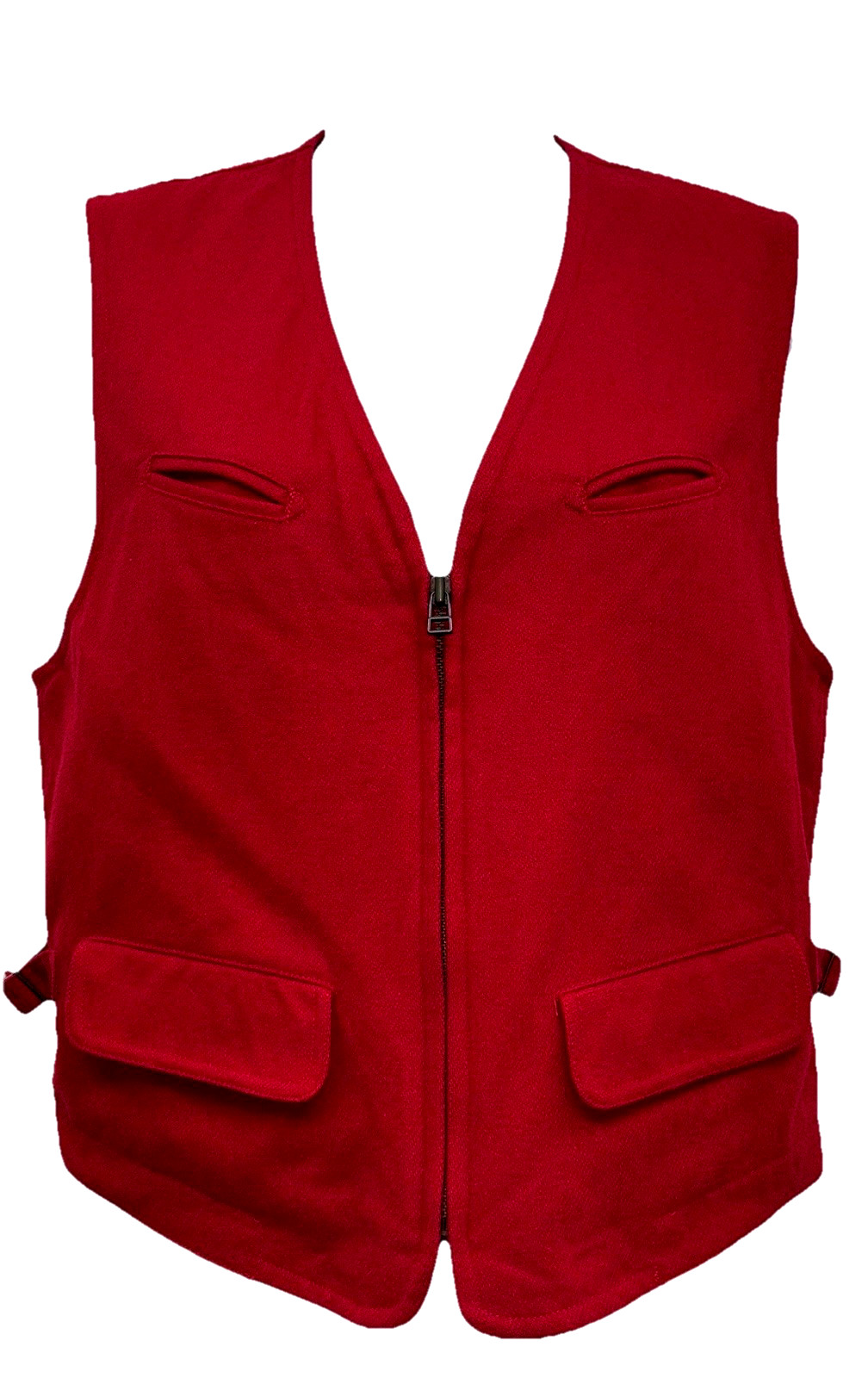 Vintage Lizsport Women Size M Zip Front Sleeveless Wool Vest Red Pockets Lined