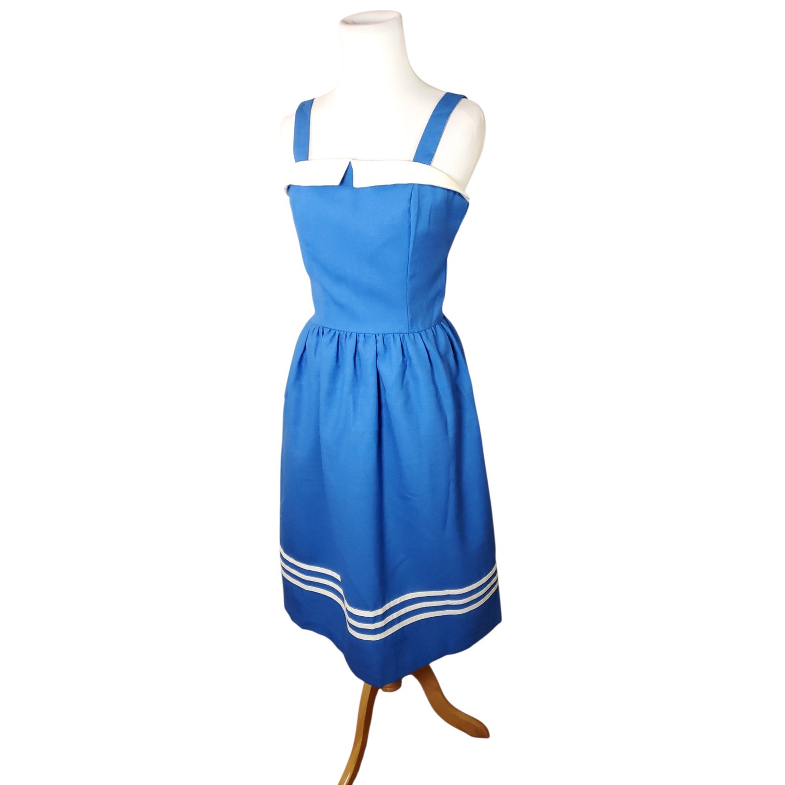 Vintage Vicky Vaughn Dress 70s Sailor Nautical Pinup Retro Fits an XS / S
